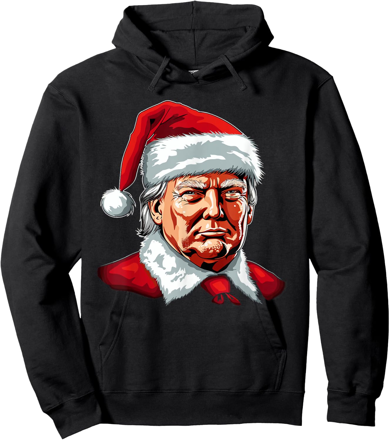 Santa Claus Trump Christmas Art Portrait Graphic Men Women Hoodie - Hoodie | Black
