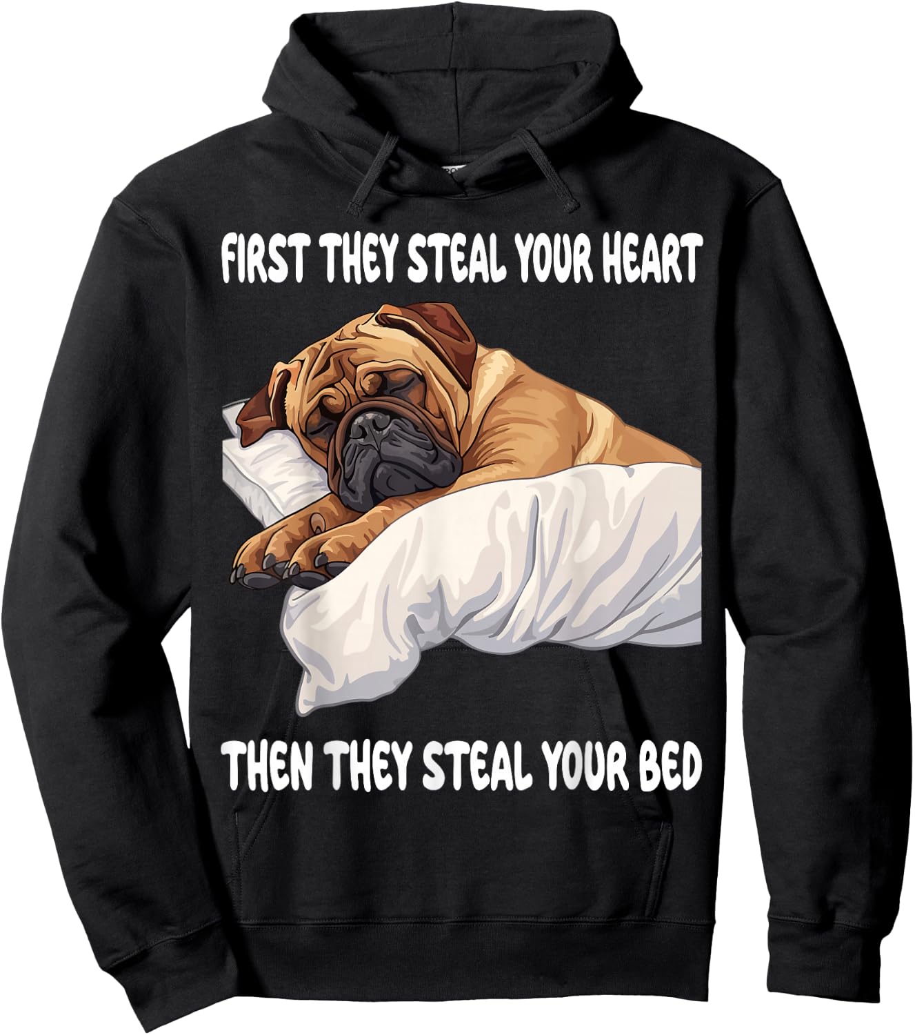 Mastiff Sleeping Pajamas Nightgown Hoodie - Hoodie | Black
