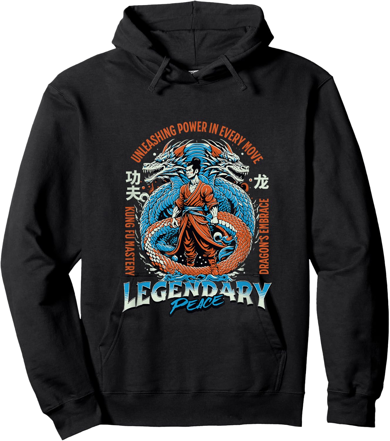 Kungfu Karate Chinese Martial Arts Dragon Warrior Positivity Hoodie - Hoodie | Black