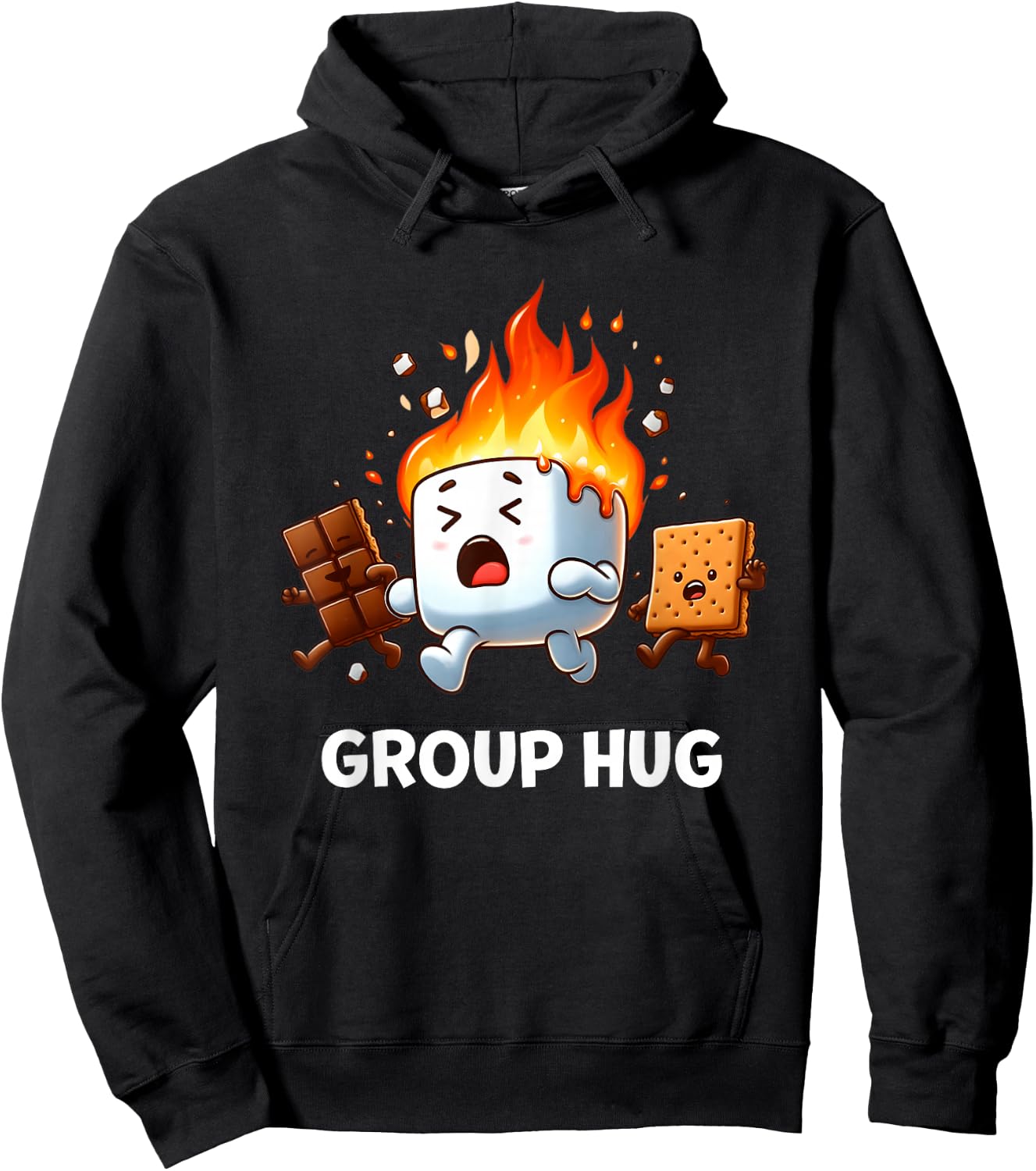 Kids Camping Shirt Group Hug Smores Marshmallow Men Women Hoodie - Hoodie | Black