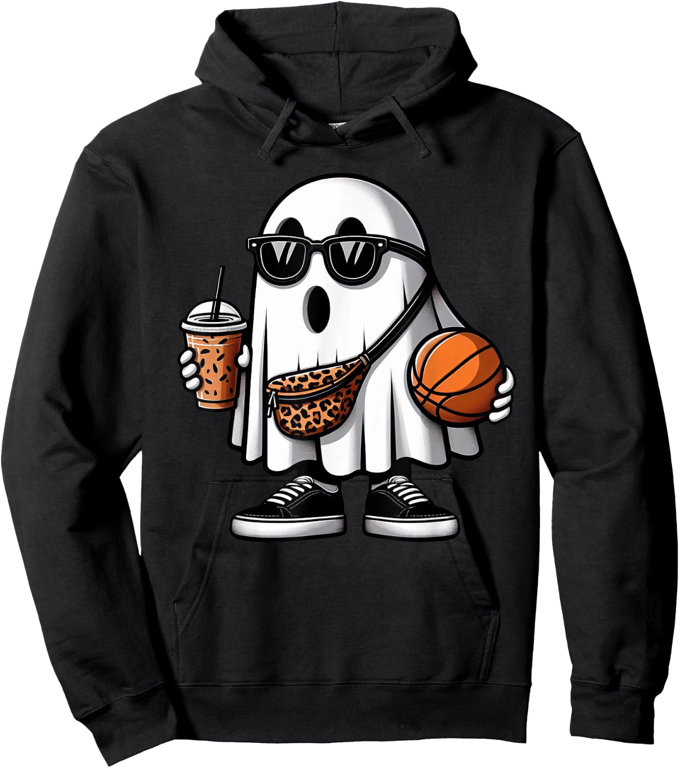 Funny Basketball Ghost Halloween Kids Hoodie - Hoodie | Black