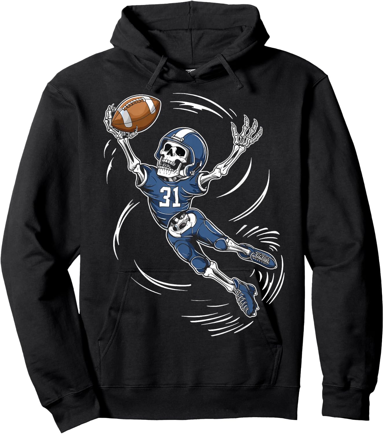 American Football Skeleton Halloween Men Boys Football Fan Hoodie - Hoodie | Black