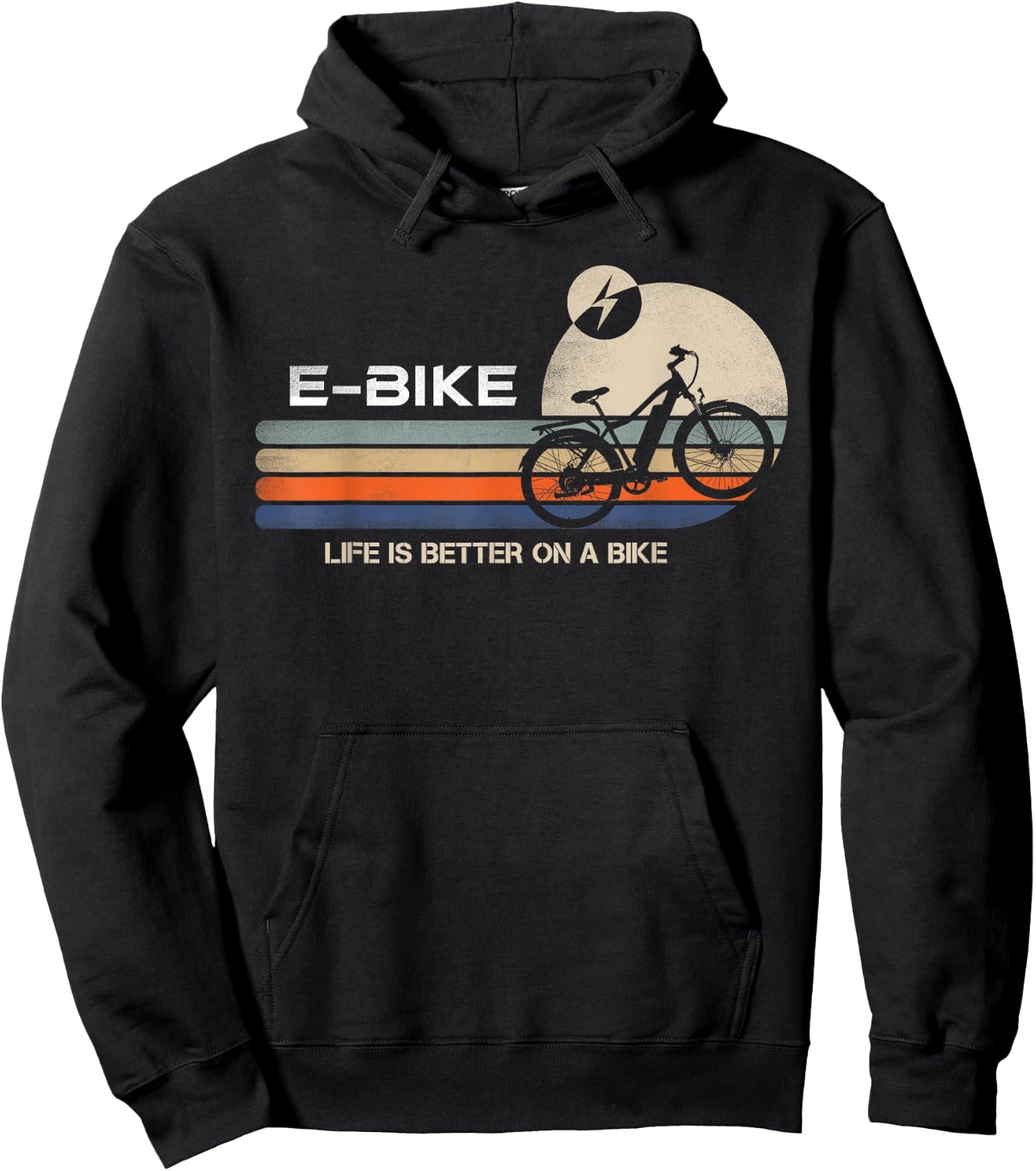 E-BIKE Retro Electric Bicycle Vintage Cycling Life is better Hoodie - Hoodie | Black