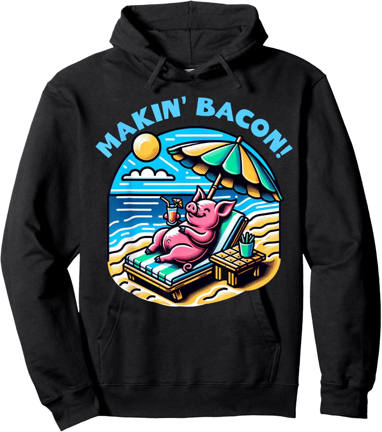 Makin' Bacon! Funny BBQ Meat Lover Pulled Pork Crispy Bacon Hoodie - Hoodie | Black