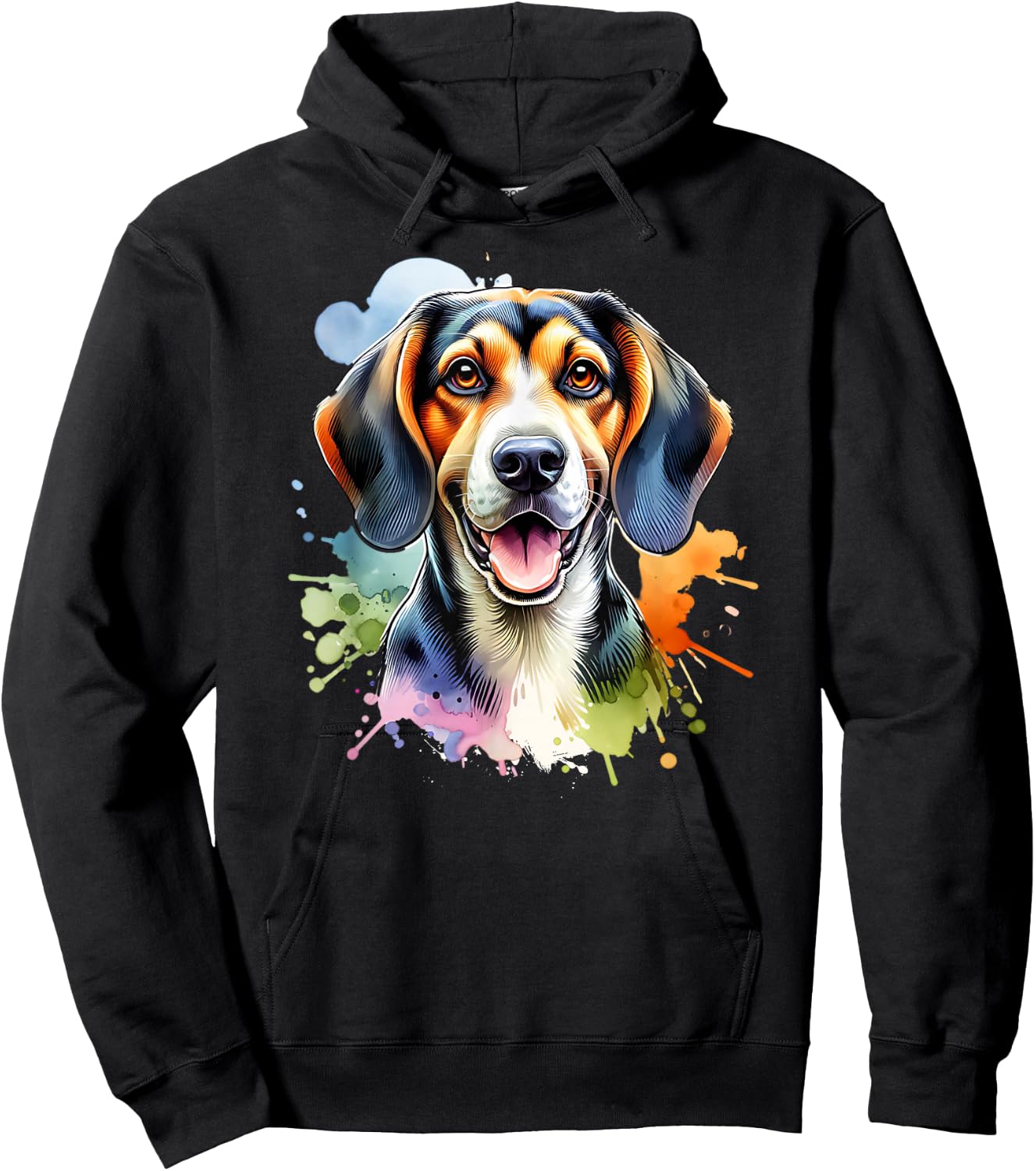 Treeing Walker Coonhound Dog Watercolor Artwork Hoodie - Hoodie | Black