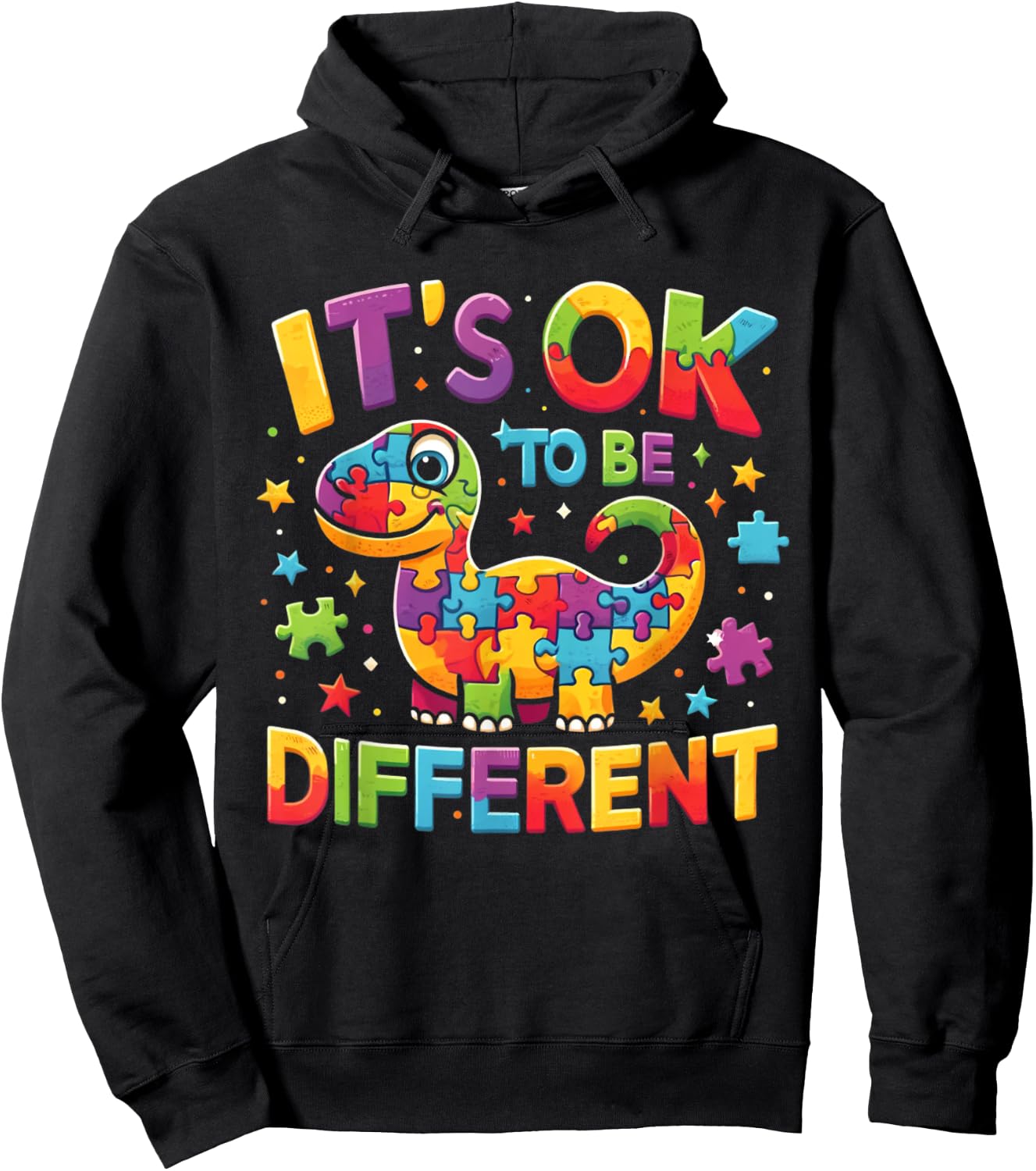 Its Ok To Be Different Autism Awareness Cute T Rex Dinosaur Hoodie - Hoodie | Black