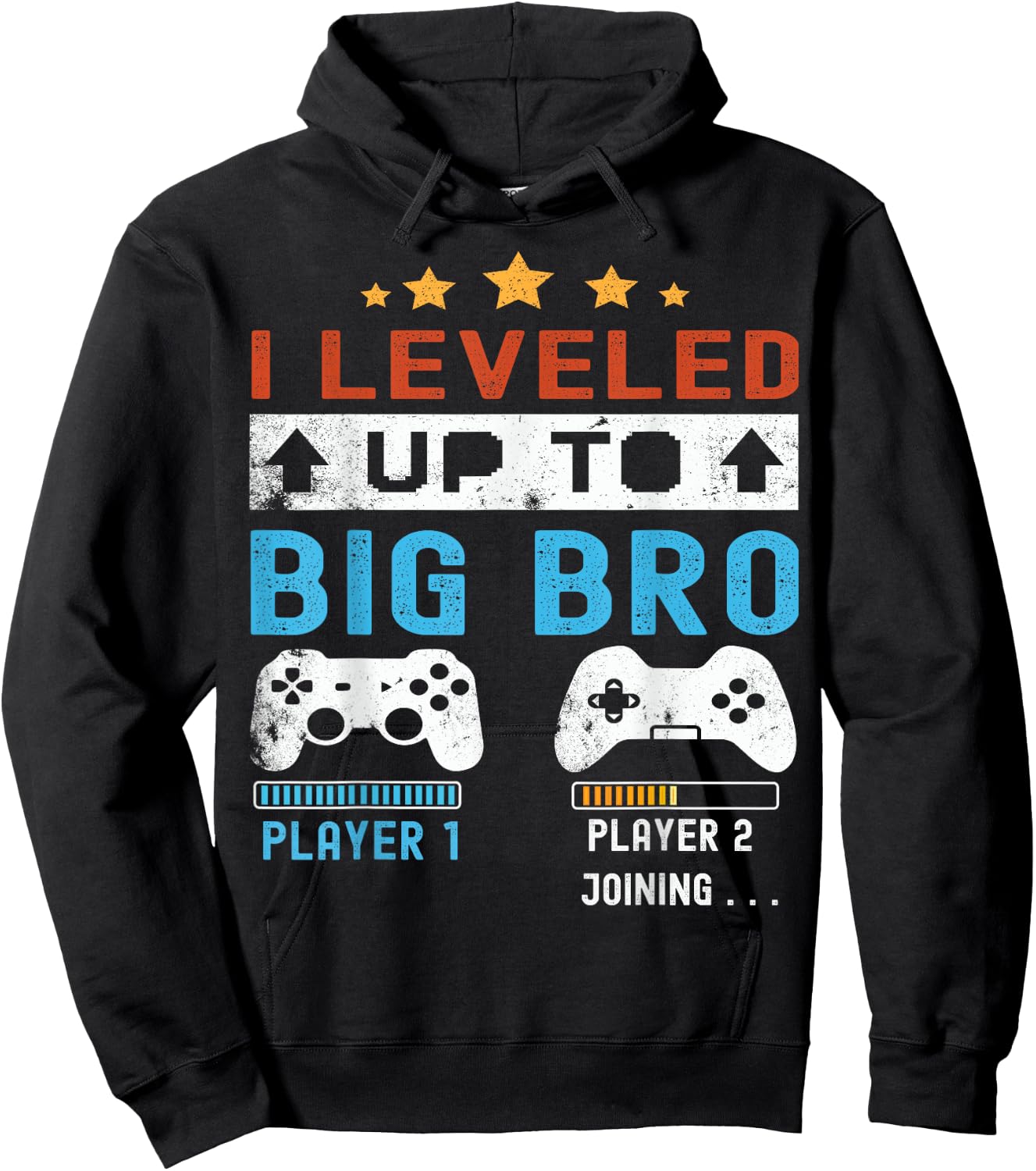 I leveled up to Big Bro! Gamer Big Brother 2025 Boys Vintage Hoodie - Hoodie | Black