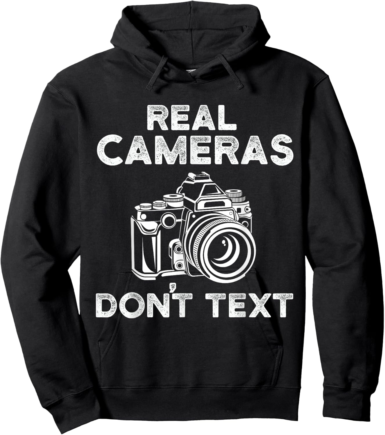 Photograhy Gifts Real Cameras Don't Text Hoodie - Hoodie | Black
