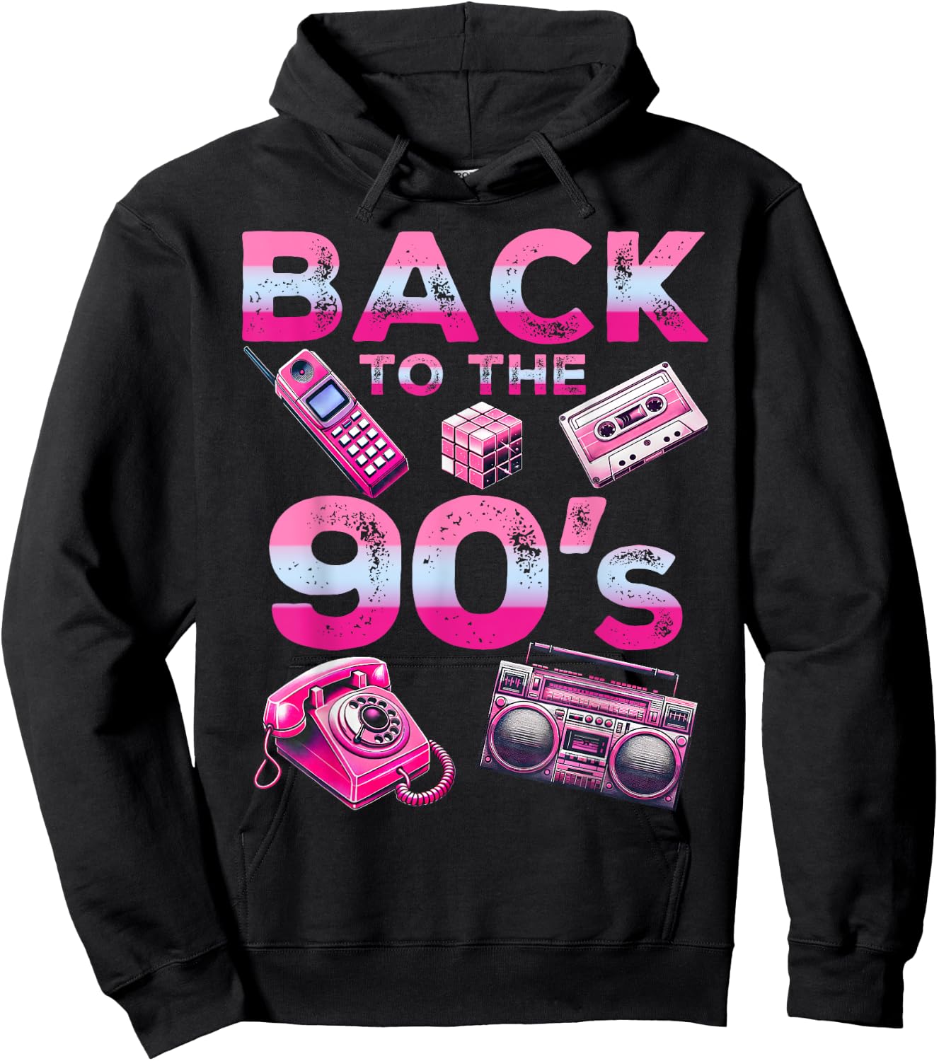 Back To 90's 1990s Vintage Style Nineties Retro Party Hoodie - Hoodie | Black