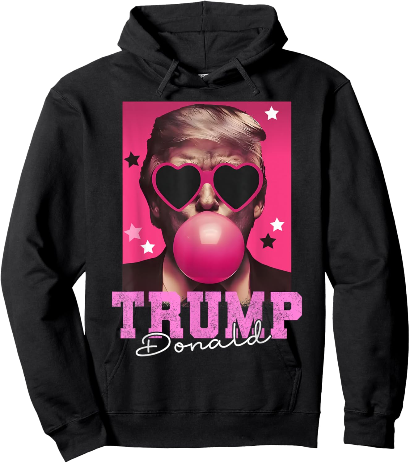 Funny Trump Pink Sunglasses Blowing Bubble Donald Trump 2024 Hoodie - Hoodie | Black