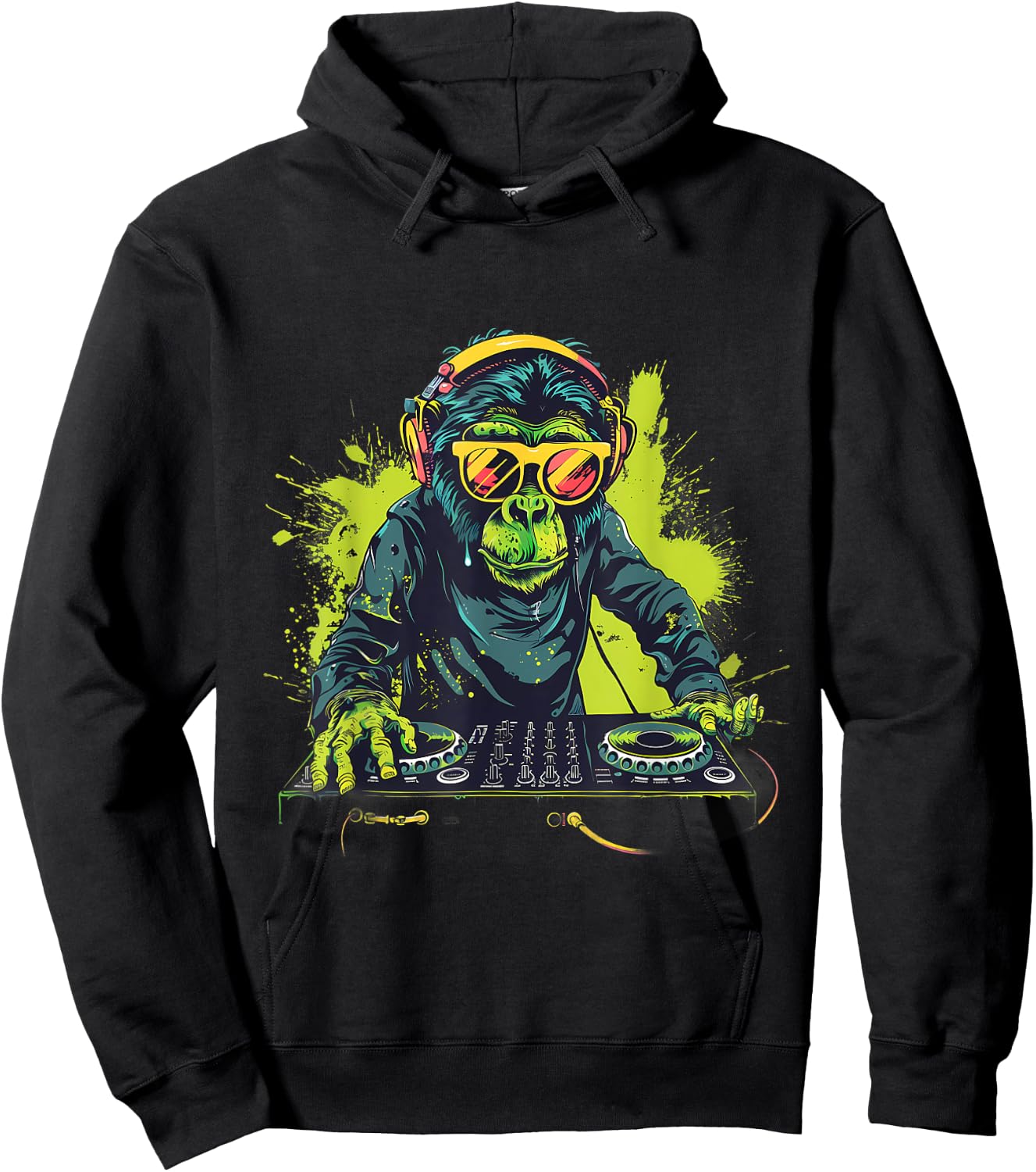 DJ Monkey Splash Monkey DJ Turntable DJ Monkey House Music Hoodie - Hoodie | Black