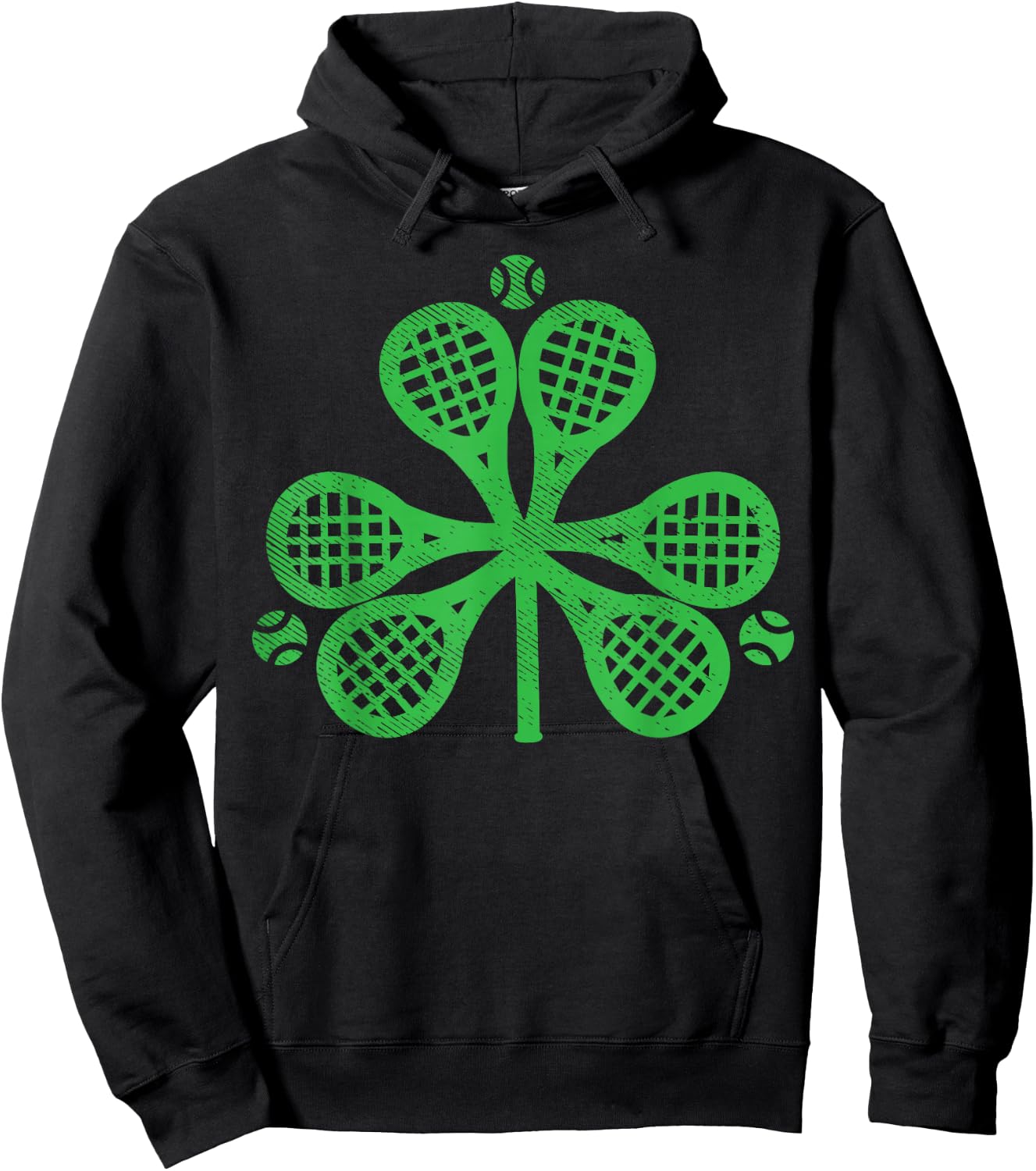Tennis Shamrock Clover St Patricks Day Player Coach Gift Hoodie - Hoodie | Black