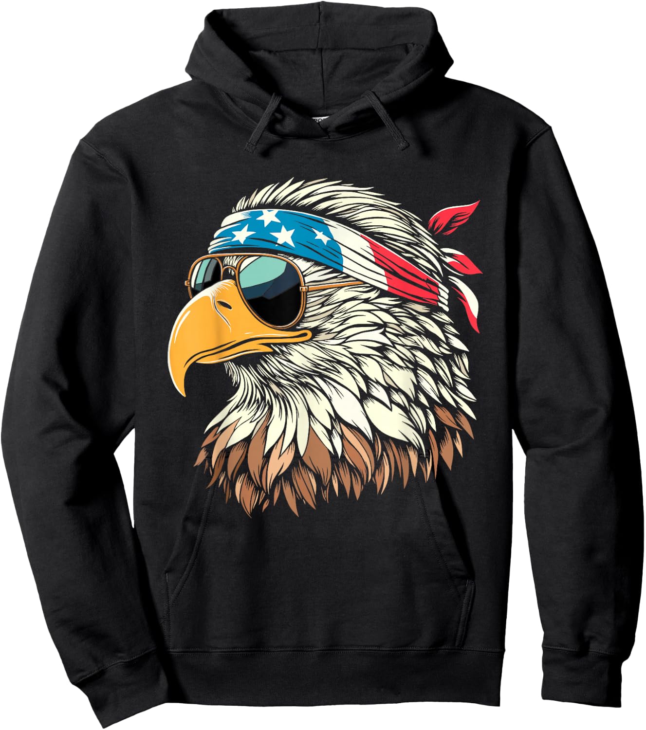 Bald Eagle 4th of July USA American Flag Patriotic Men Women Hoodie - Hoodie | Black