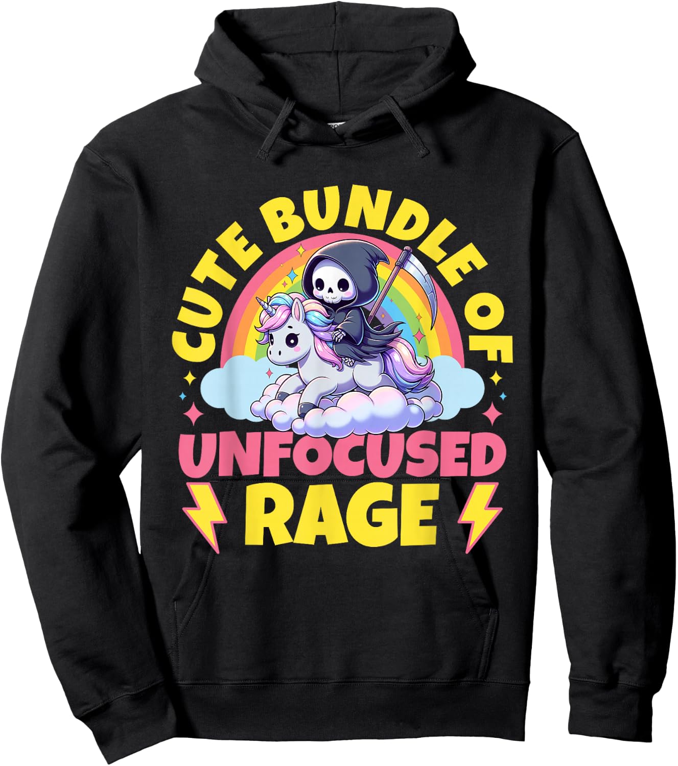 Cute Bundle Of Unfocused Rage Goth Mystical Gothic Unicorn Hoodie - Hoodie | Black
