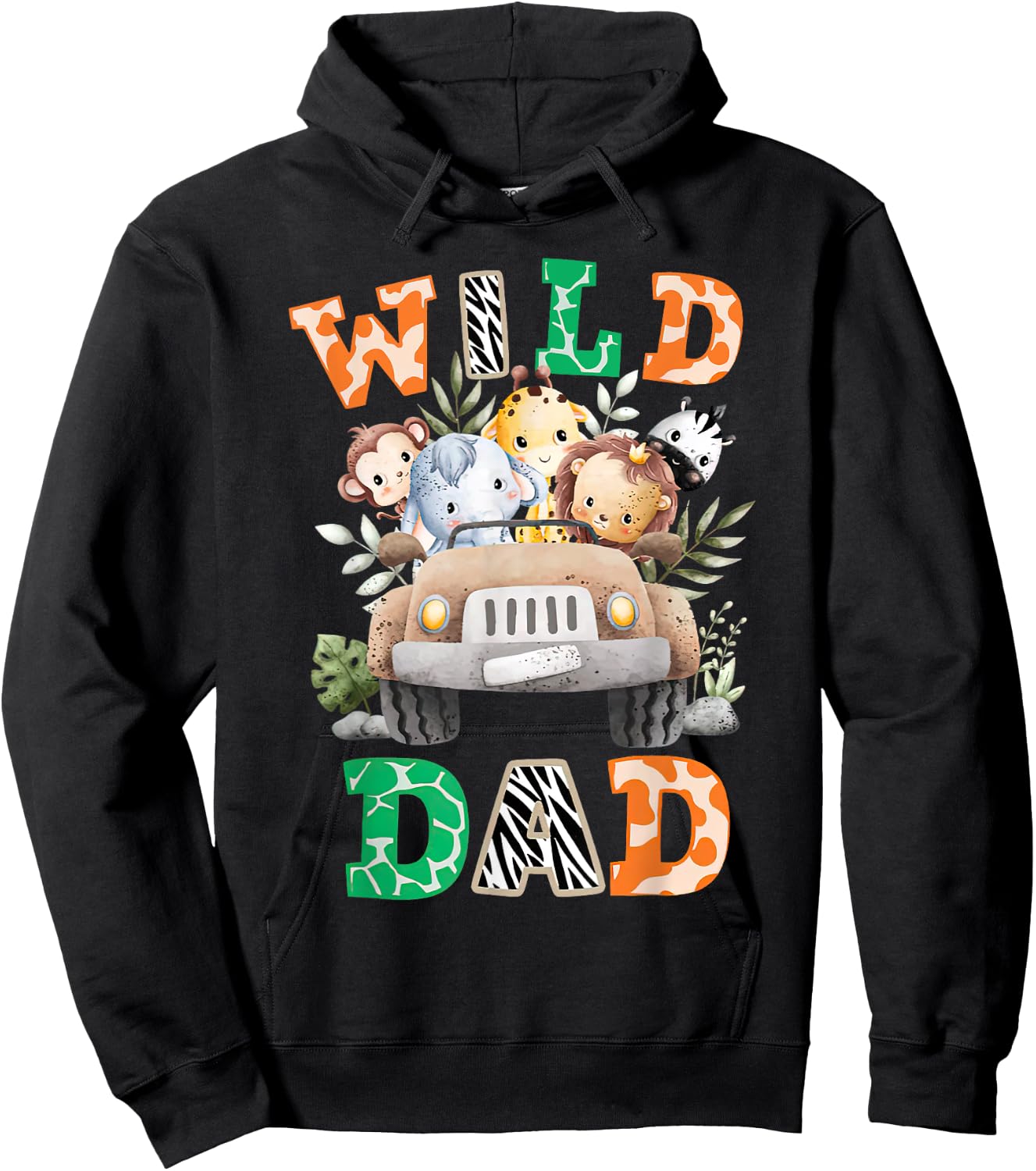 Wild Dad Zoo Born Two be Wild B-day Safari Jungle Animal Hoodie - Hoodie | Black