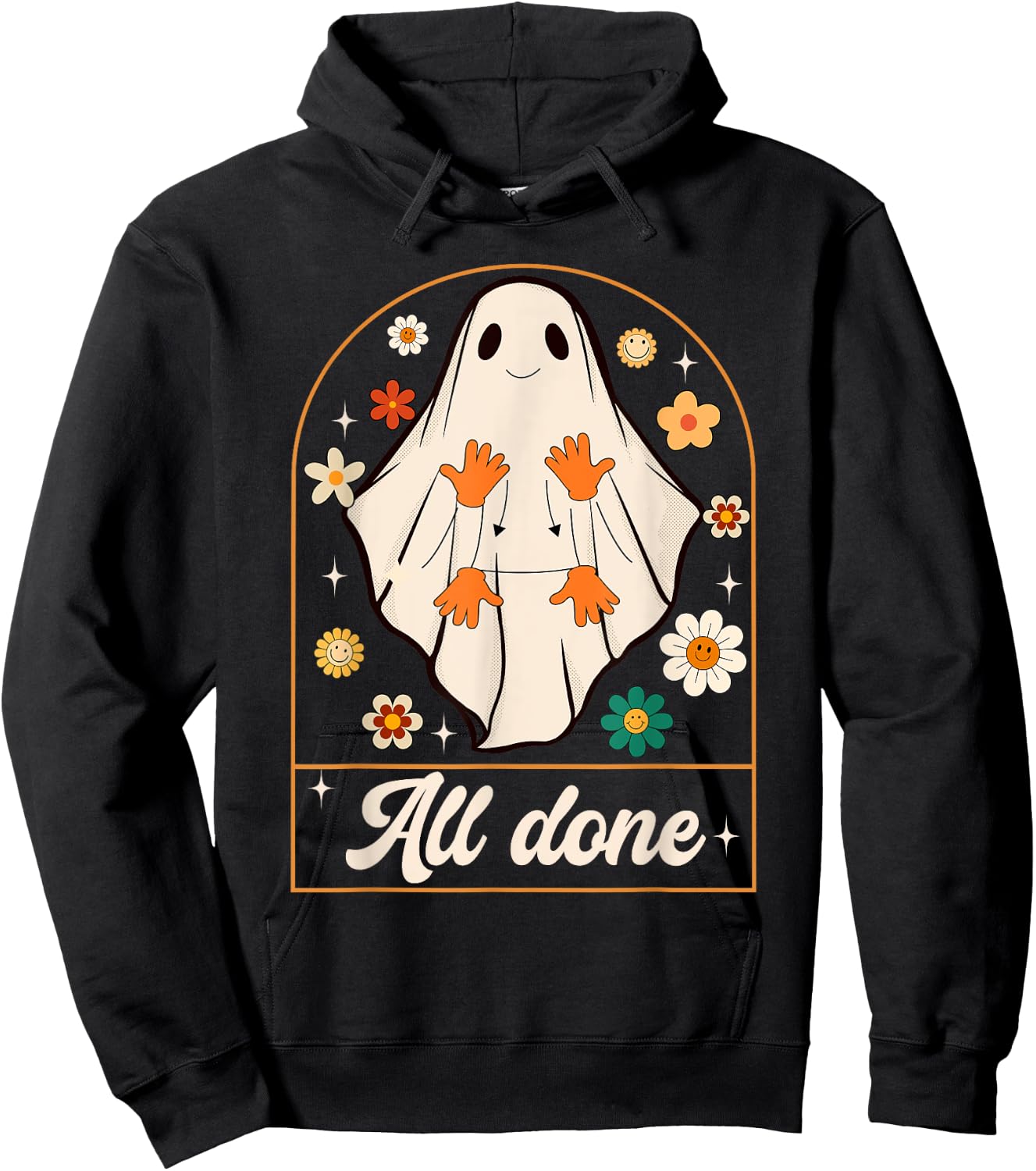 All Done Sign Language Speech Pathology Ghost Halloween SLP Hoodie - Hoodie | Black