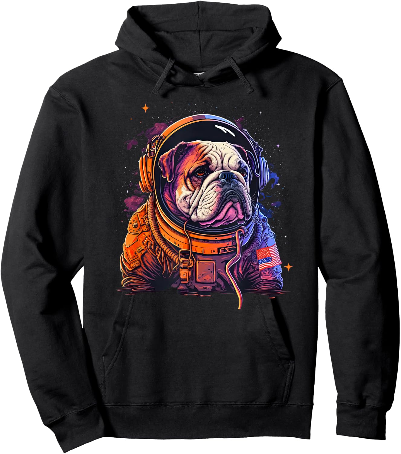Funny Bulldog Dog Astronaut In the Space Men Women Kids Hoodie - Hoodie | Black