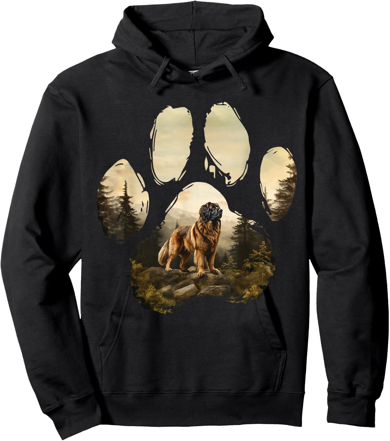 Leonberger Mountain Paw Design Dog Mom Dad Men Women Girls Kids Hoodie - Hoodie | Black