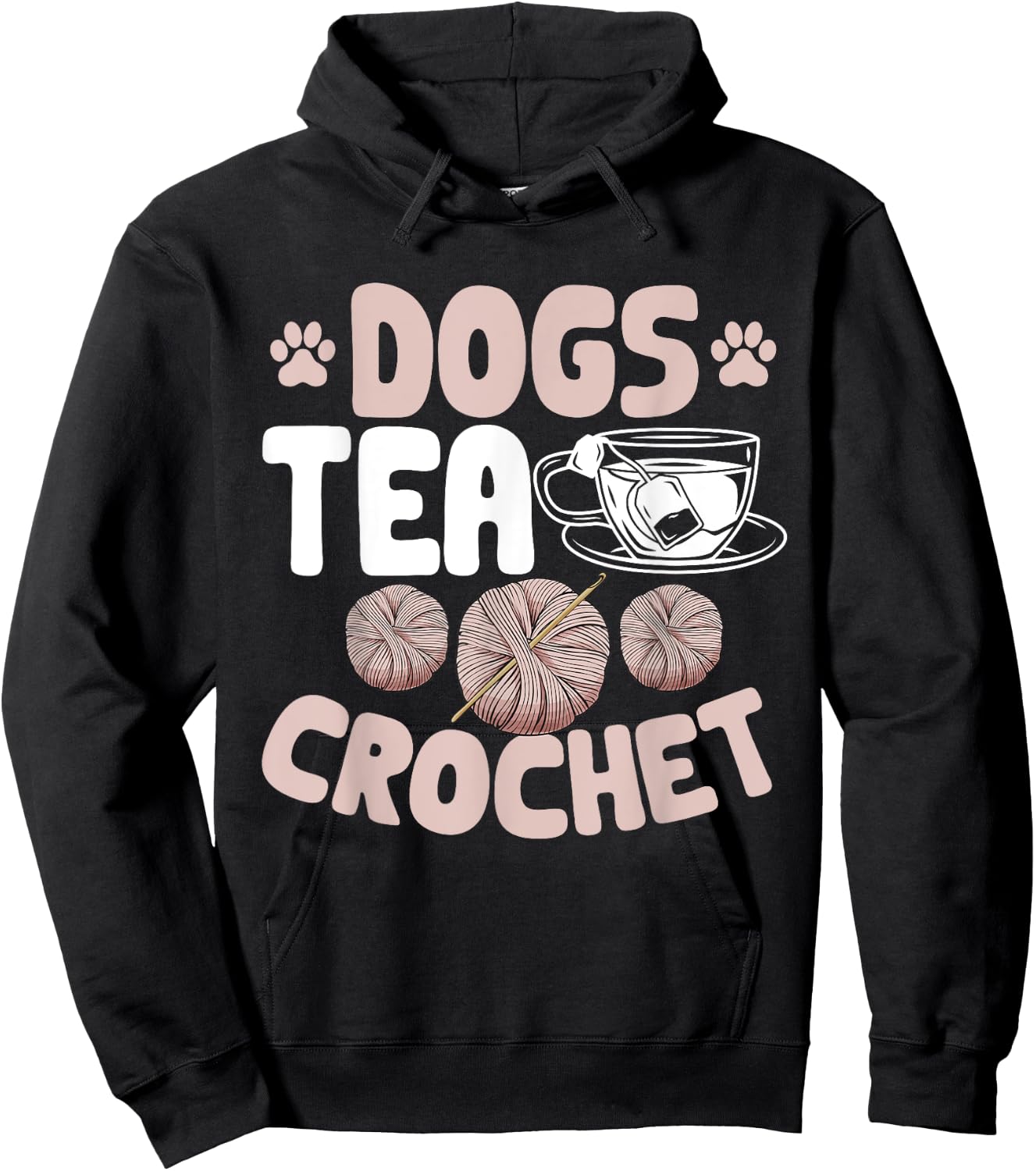 Crocheting Crocheter Dogs Tea Crochet Hoodie - Hoodie | Black