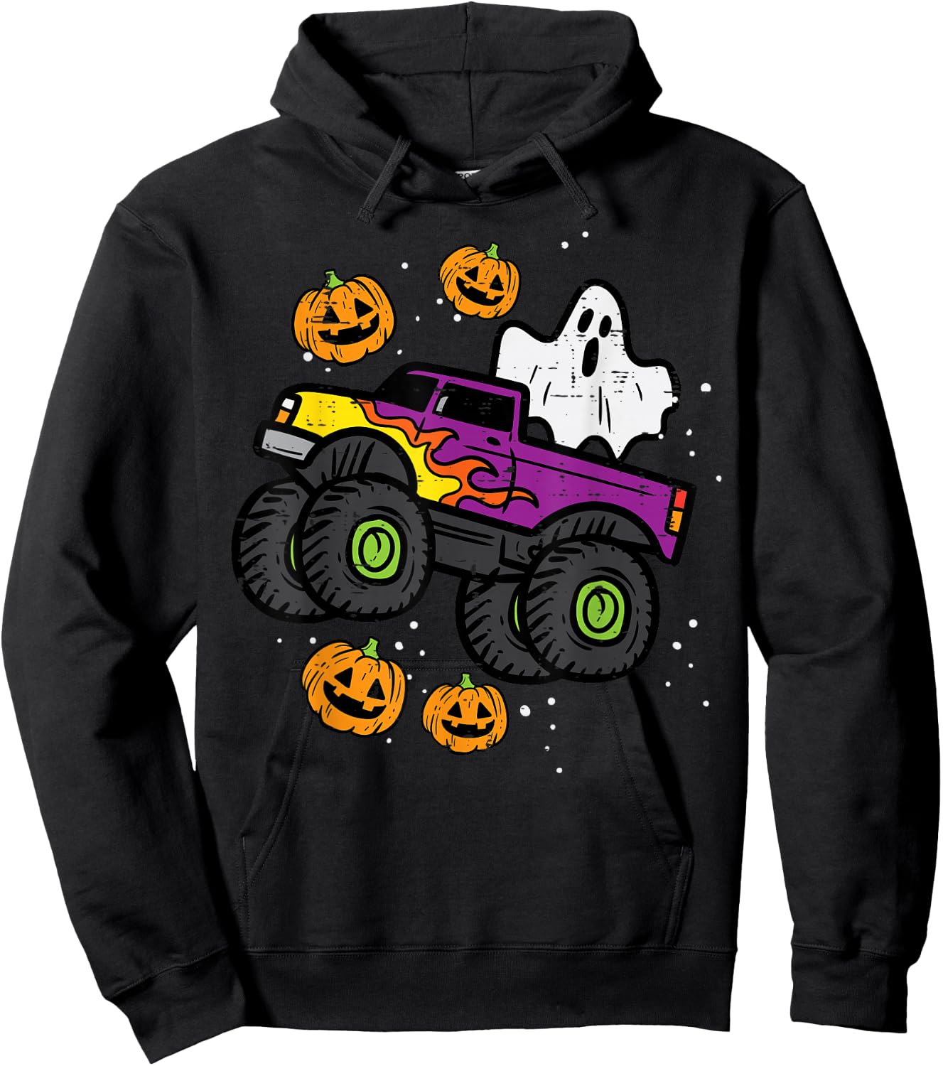 Halloween Ghost Monster Truck Costume Toddler Boys Kid Youth Hoodie - Hoodie | Black