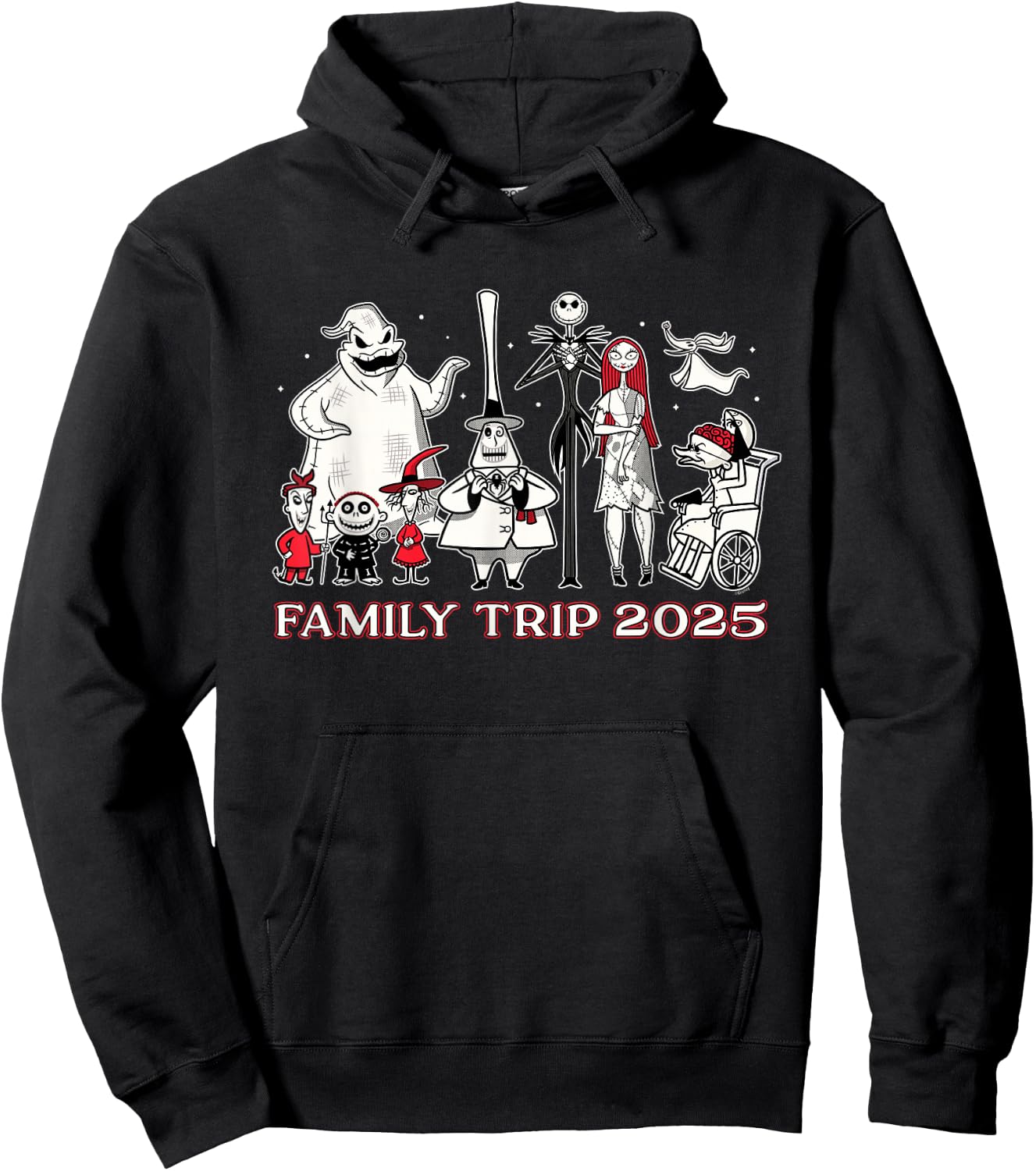 Disney The Nightmare Before Christmas B&W&R Family Trip 2025 Hoodie - Hoodie | Black