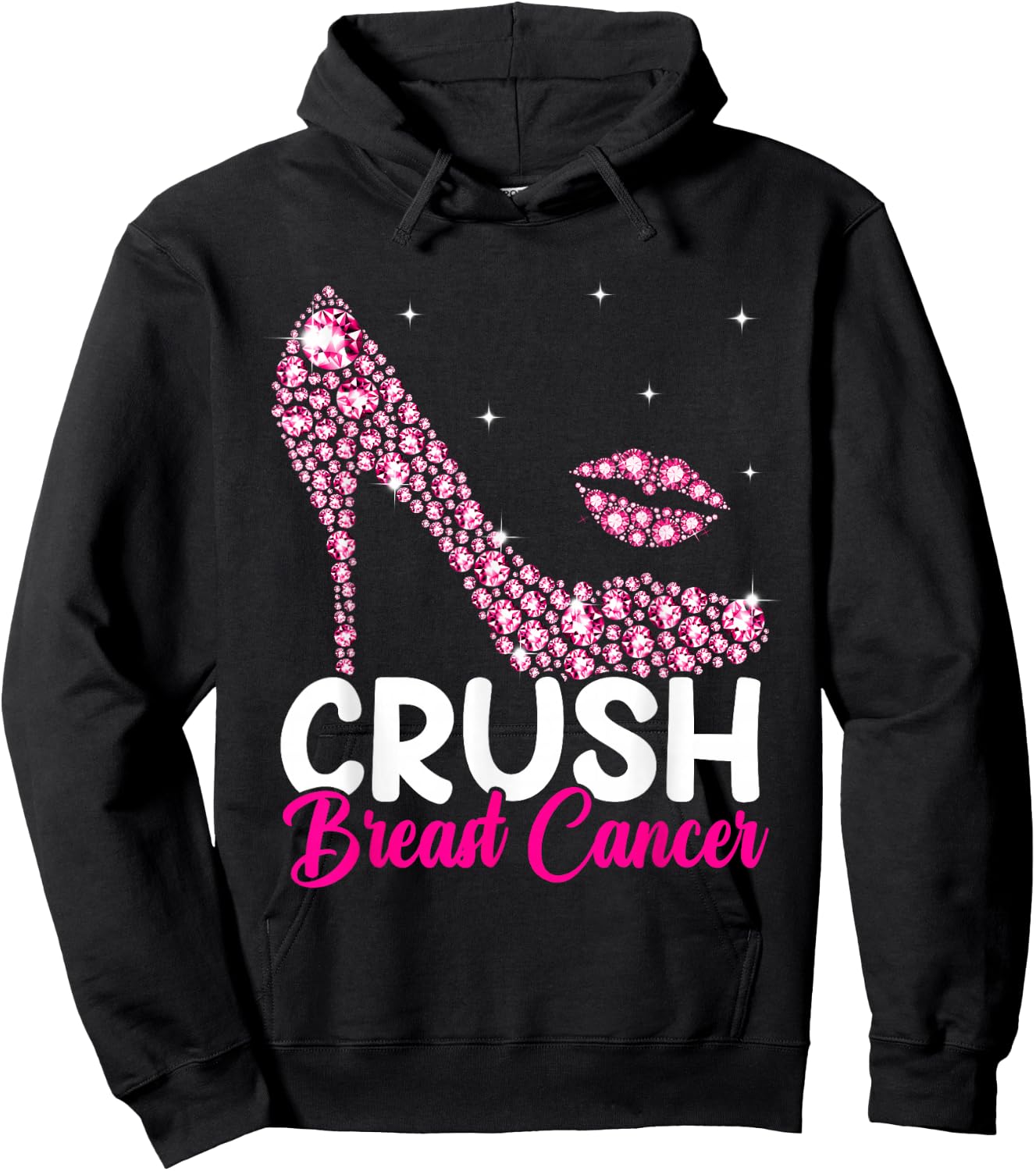 Crush Breast Cancer Awareness High Heel Pink Ribbon Women Hoodie - Hoodie | Black