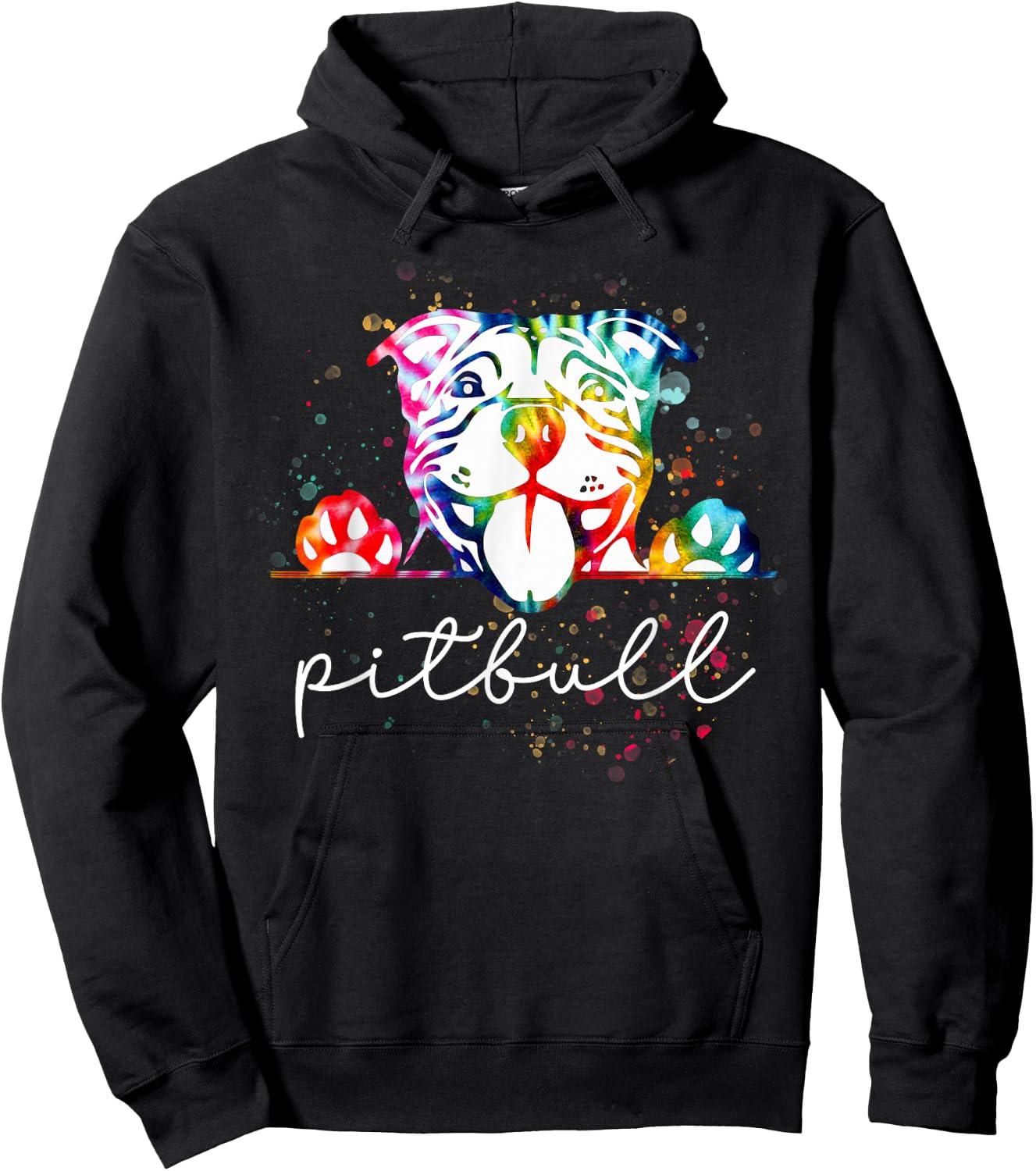 Pitbull Tie Dye Rainbow Dog Lover Men Women Hoodie - Hoodie | Black