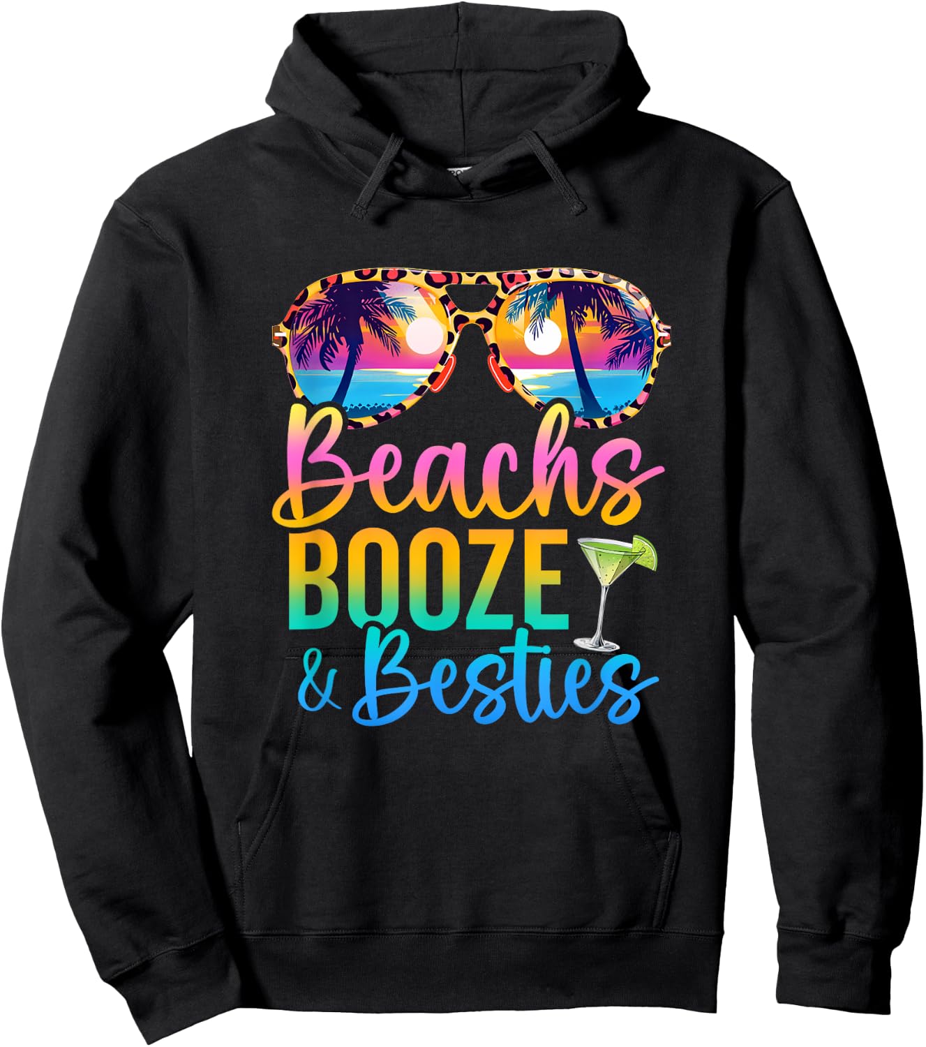 Girls Trip 2025 Funny Matching Beaches Booze Besties Hoodie - Hoodie | Black