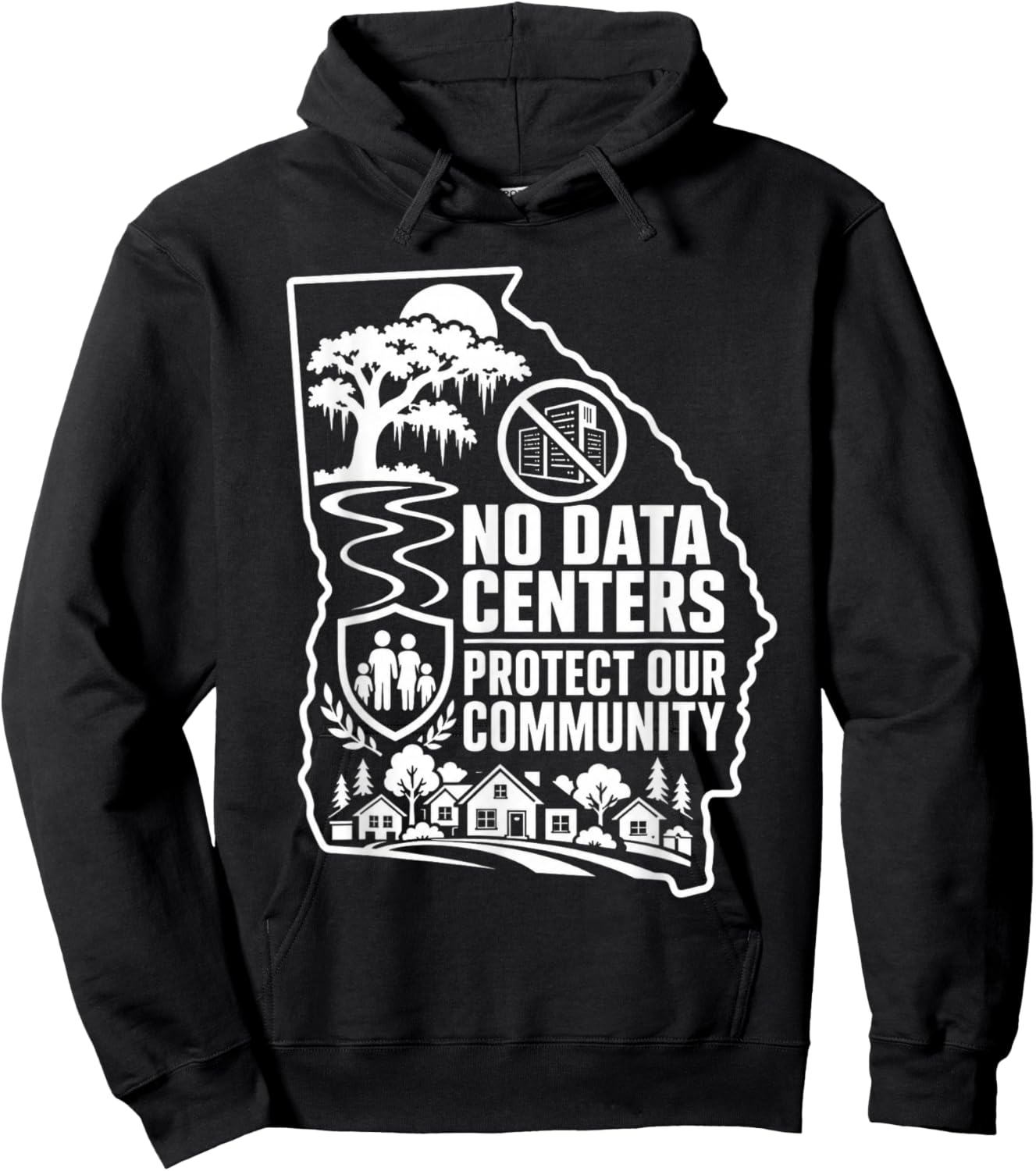 No Data Centers Protect Our Community Retro Hoodie - Hoodie | Black