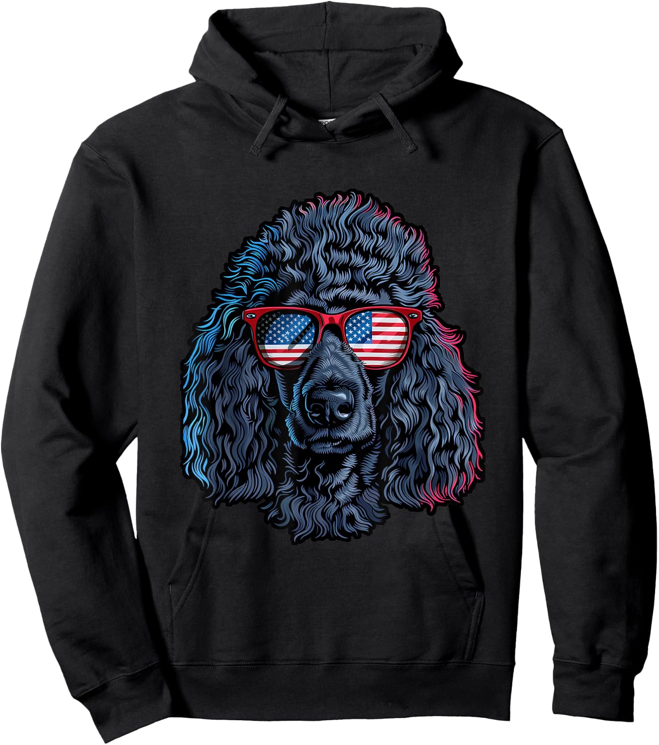 Poodle with American Sunglasses Hoodie - Hoodie | Black