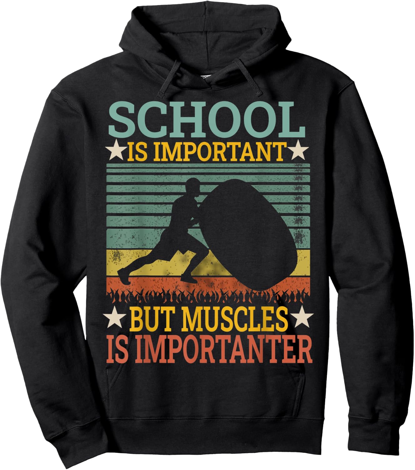 School Is Important But Muscles Is Importanter Funny Gifts Hoodie - Hoodie | Black