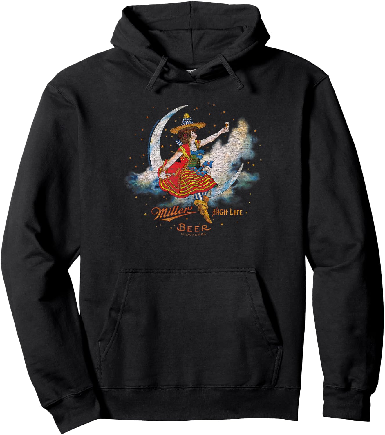 Miller High Life - Celestial Girl in The Moon Milwaukee Beer Hoodie - Hoodie | Black