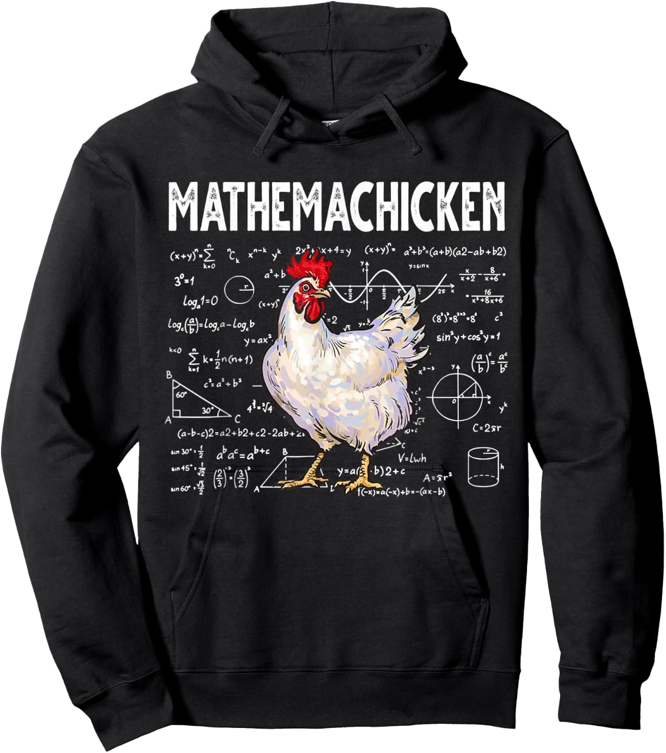 Mathemachicken Funny Chicken Lover Math Lover Hoodie - Hoodie | Black