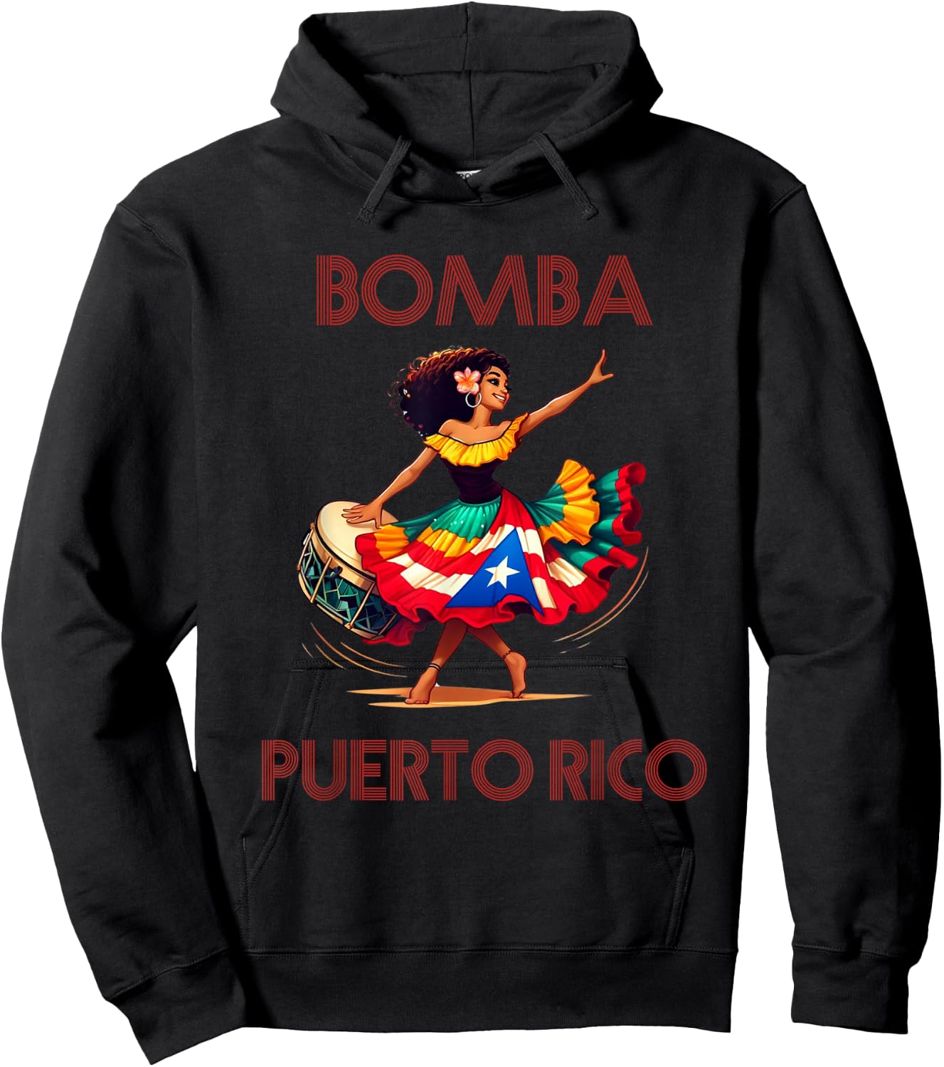Puerto Rico Flag Hispanic Heritage Month Women Bomba Dancer Hoodie - Hoodie | Black