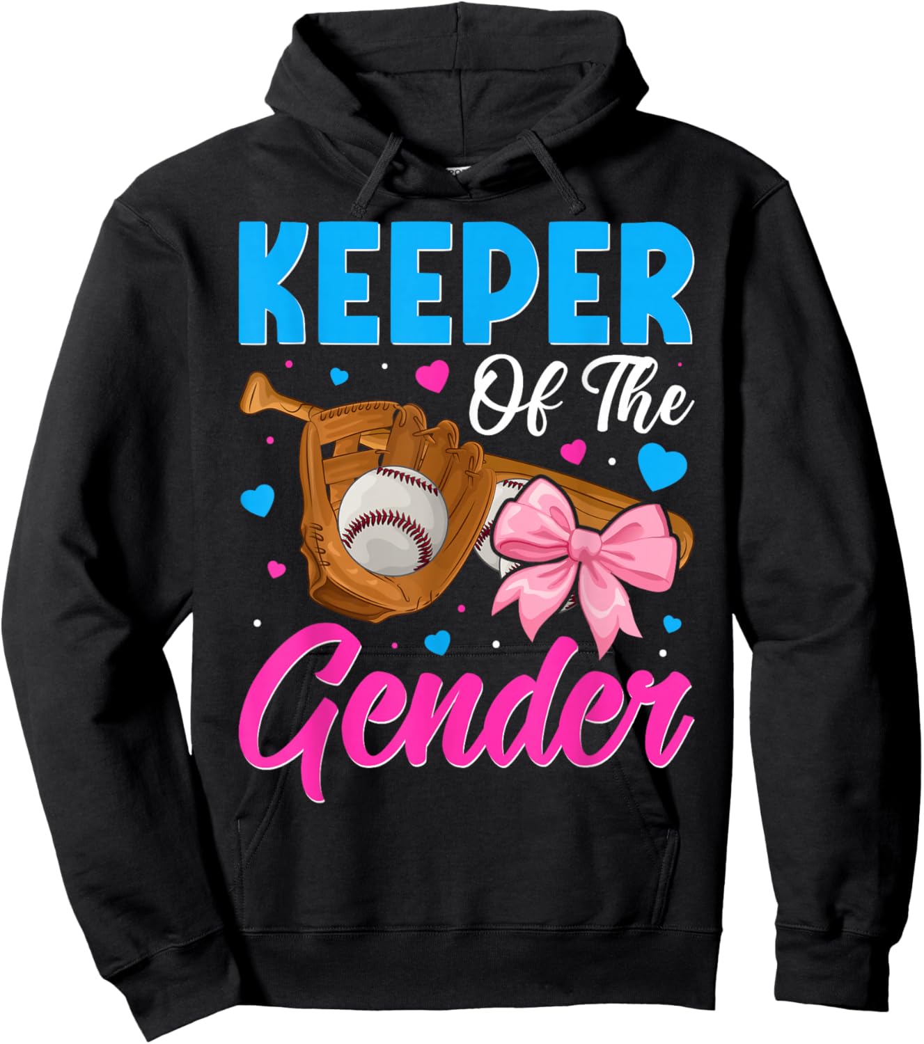 Keeper Of The Gender Baseball or Bows Gender Reveal Party Hoodie - Hoodie | Black