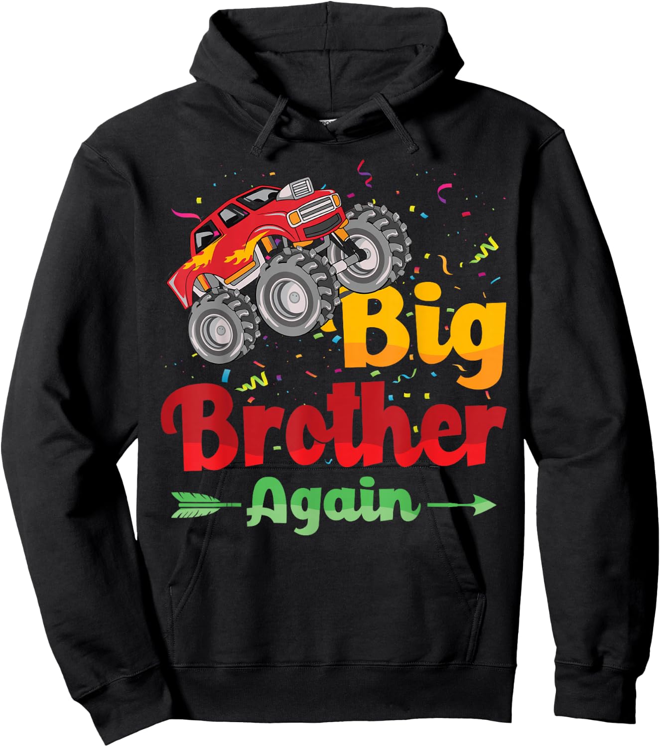 Big Brother Again Monster Truck Baby Announcement Hoodie - Hoodie | Black