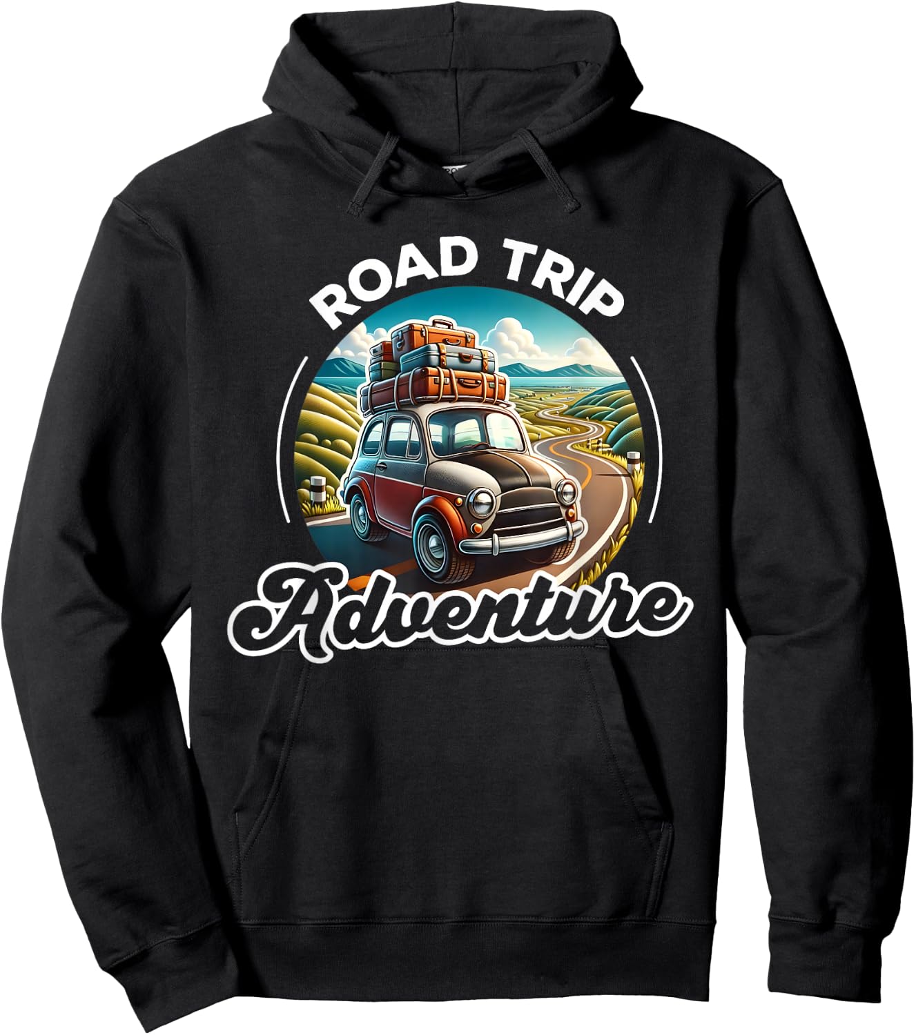 Road Trip Adventure Car, Family Vacation Trip, Summer Vacay Hoodie - Hoodie | Black