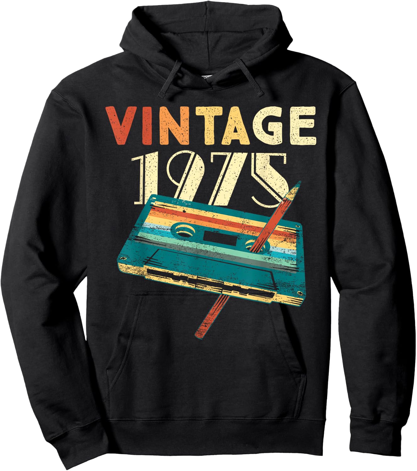 50 Years Old Gifts Vintage 1975 Music Cassette 50th Birthday Hoodie - Hoodie | Black