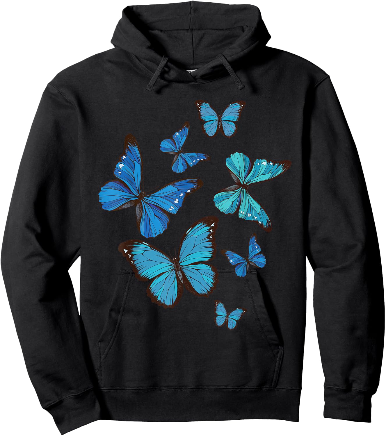 Blue Morpho Butterfly Swarm Lepidoptera Lover Entomologist Hoodie - Hoodie | Black
