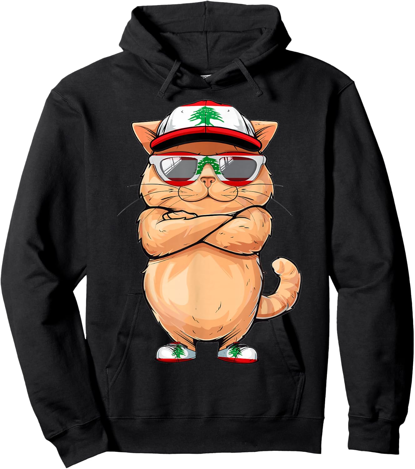 Lebanese Flag Cat Mom Souvenirs Products Kitten Lebanon Hoodie - Hoodie | Black