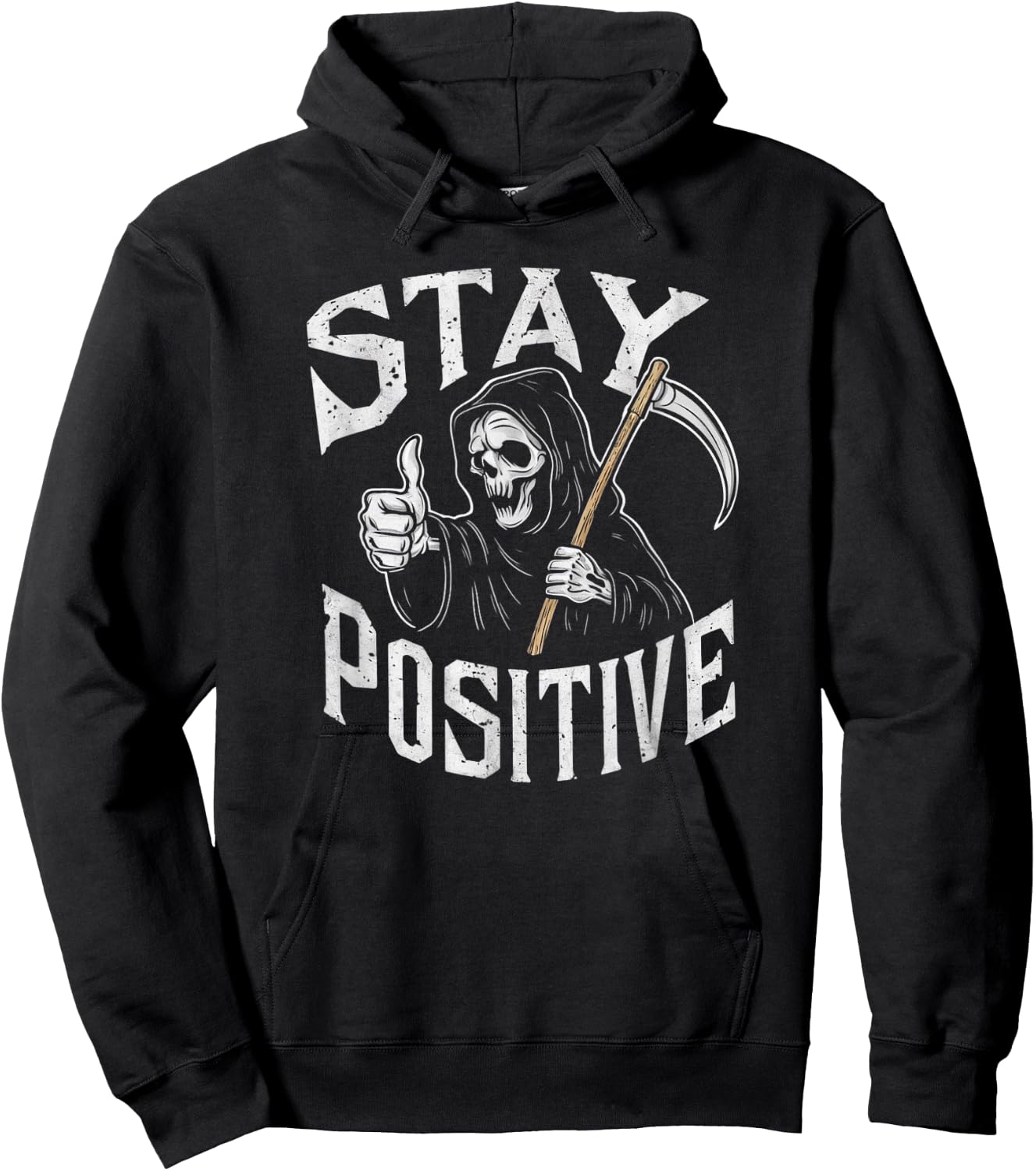 Stay Positive Grim Reaper Hoodie - Hoodie | Black
