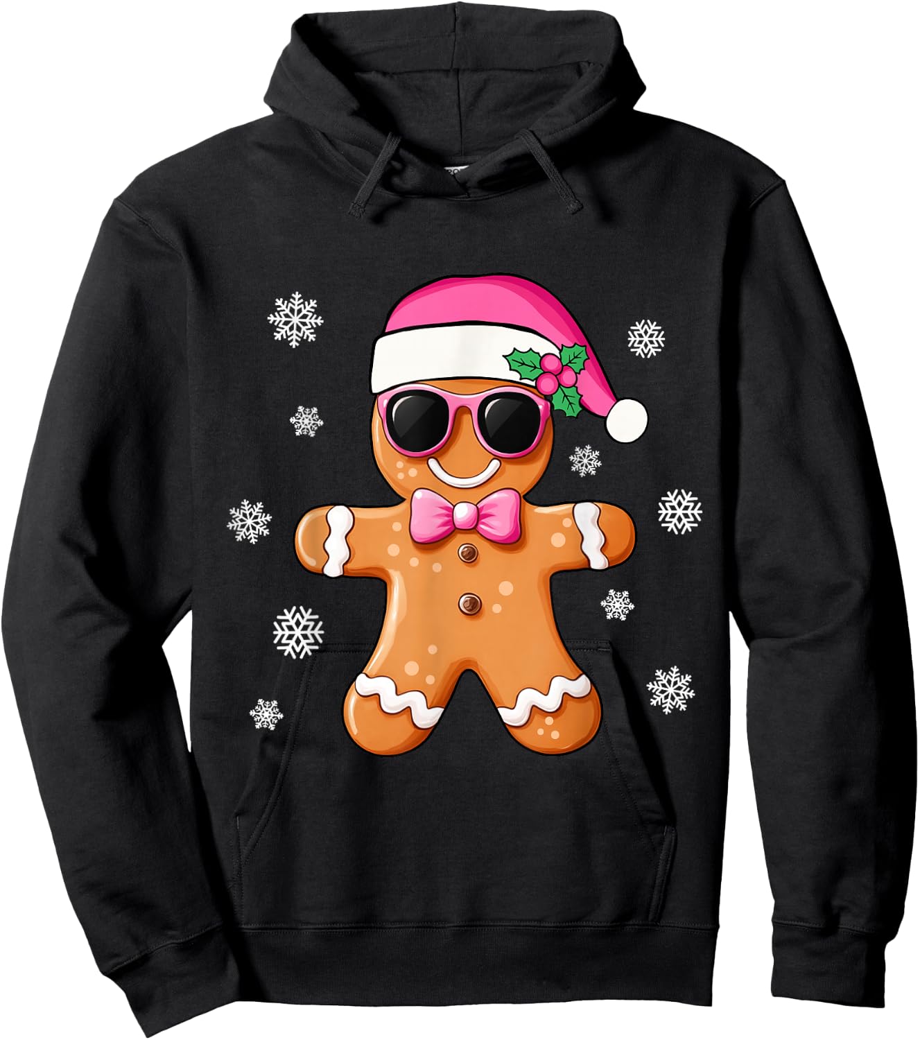 Gingerbread Man Pink Christmas Cookie Costume Baking Team Hoodie - Hoodie | Black