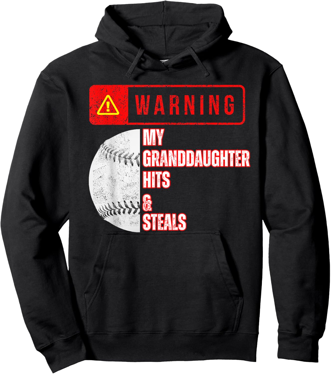 Warning My Granddaughter Hits & Steals Funny Baseball Hoodie - Hoodie | Black