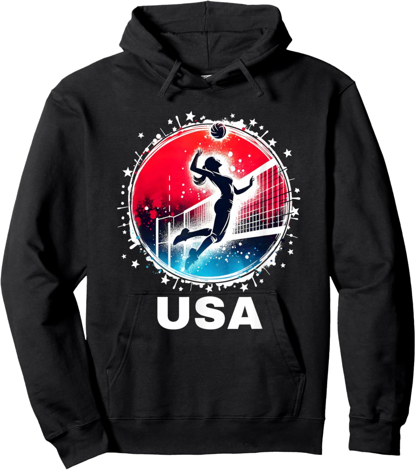 Volleyball USA Go USA Team USA Flag Women Volleyball Hoodie - Hoodie | Black