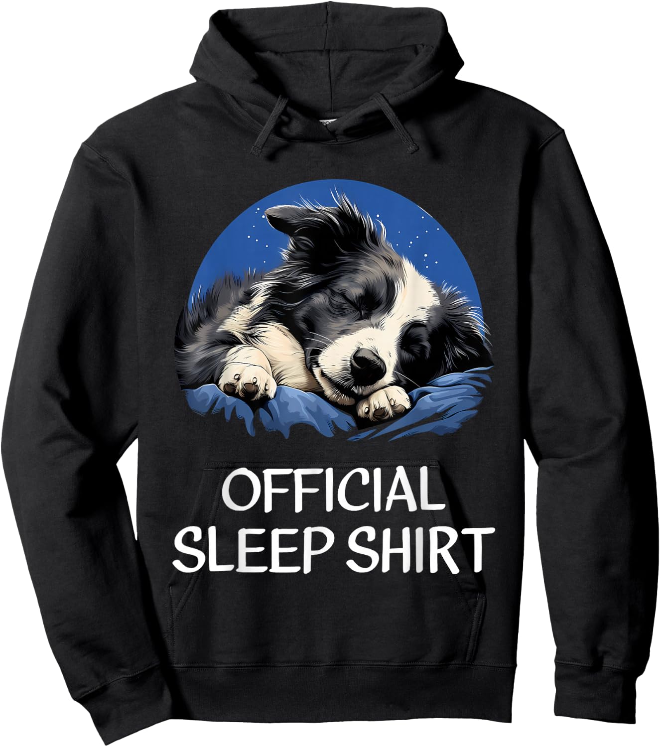 Official Sleep Shirt Border Collie Nightshirt Pajama Hoodie - Hoodie | Black