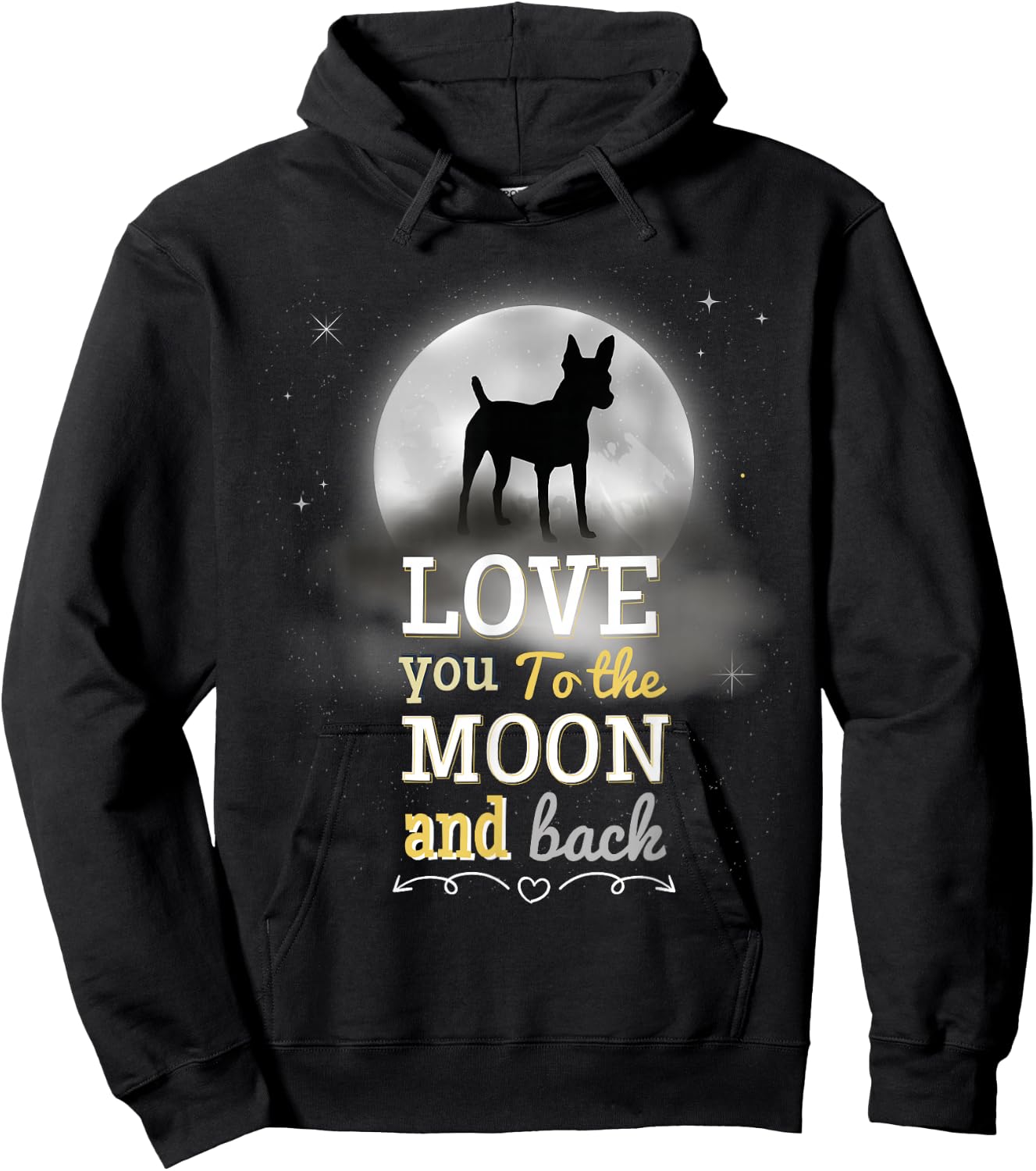 American Toy Fox Terrier Dog Love To The Moon Hoodie - Hoodie | Black