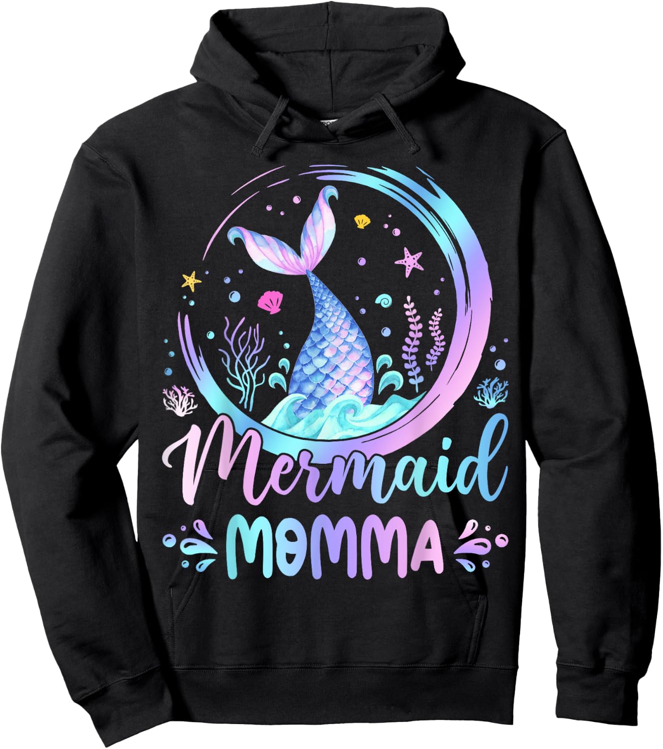 Mermaid Momma Family Matching Birthday Party Hoodie - Hoodie | Black
