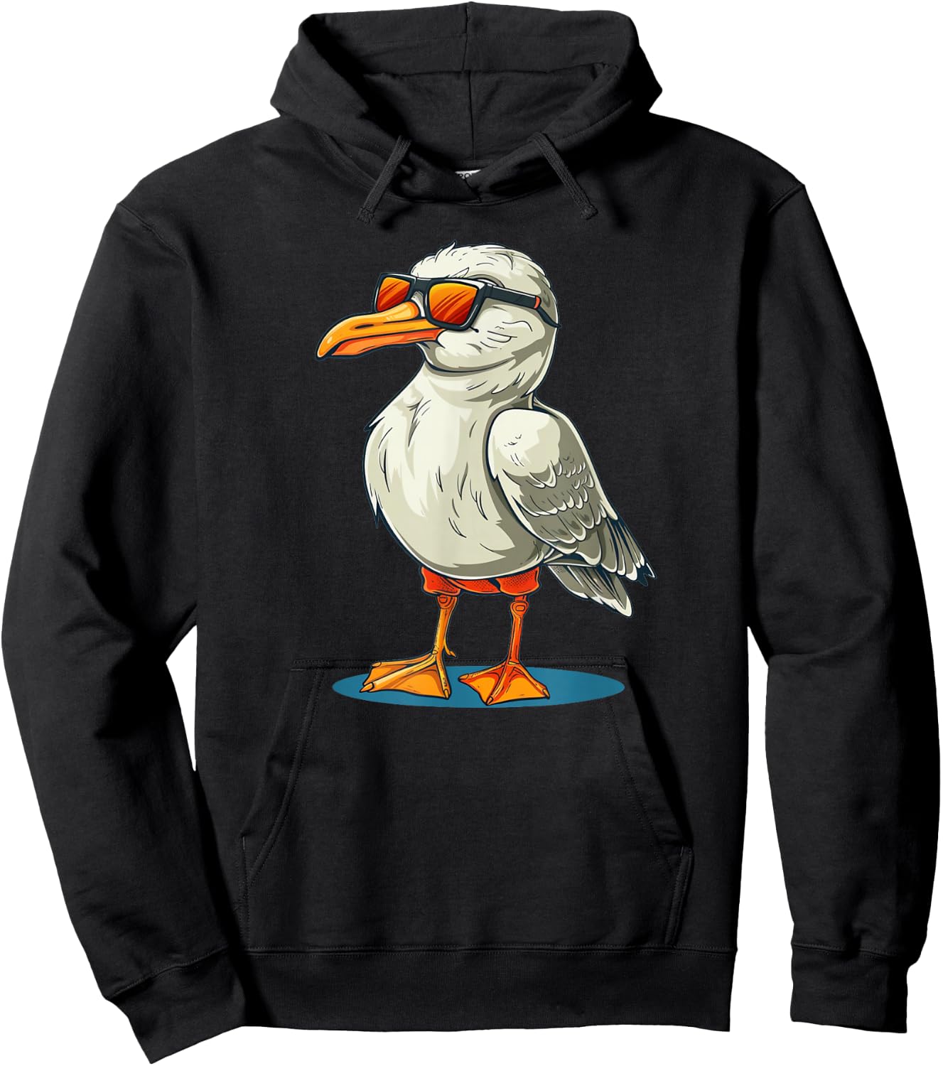 Funny Seagull in Shorts Outfit for Boys and Girls Hoodie - Hoodie | Black