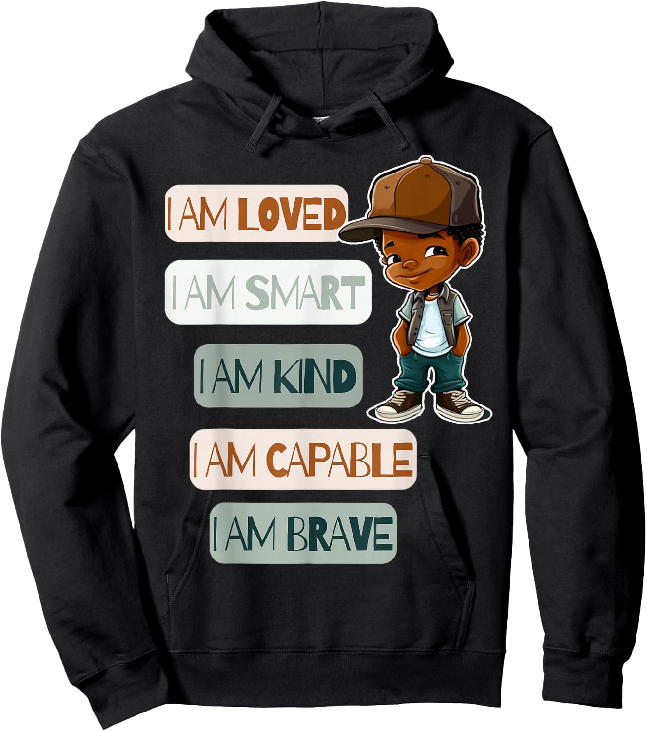 Positive Affirmations for African American Boys Hoodie - Hoodie | Black