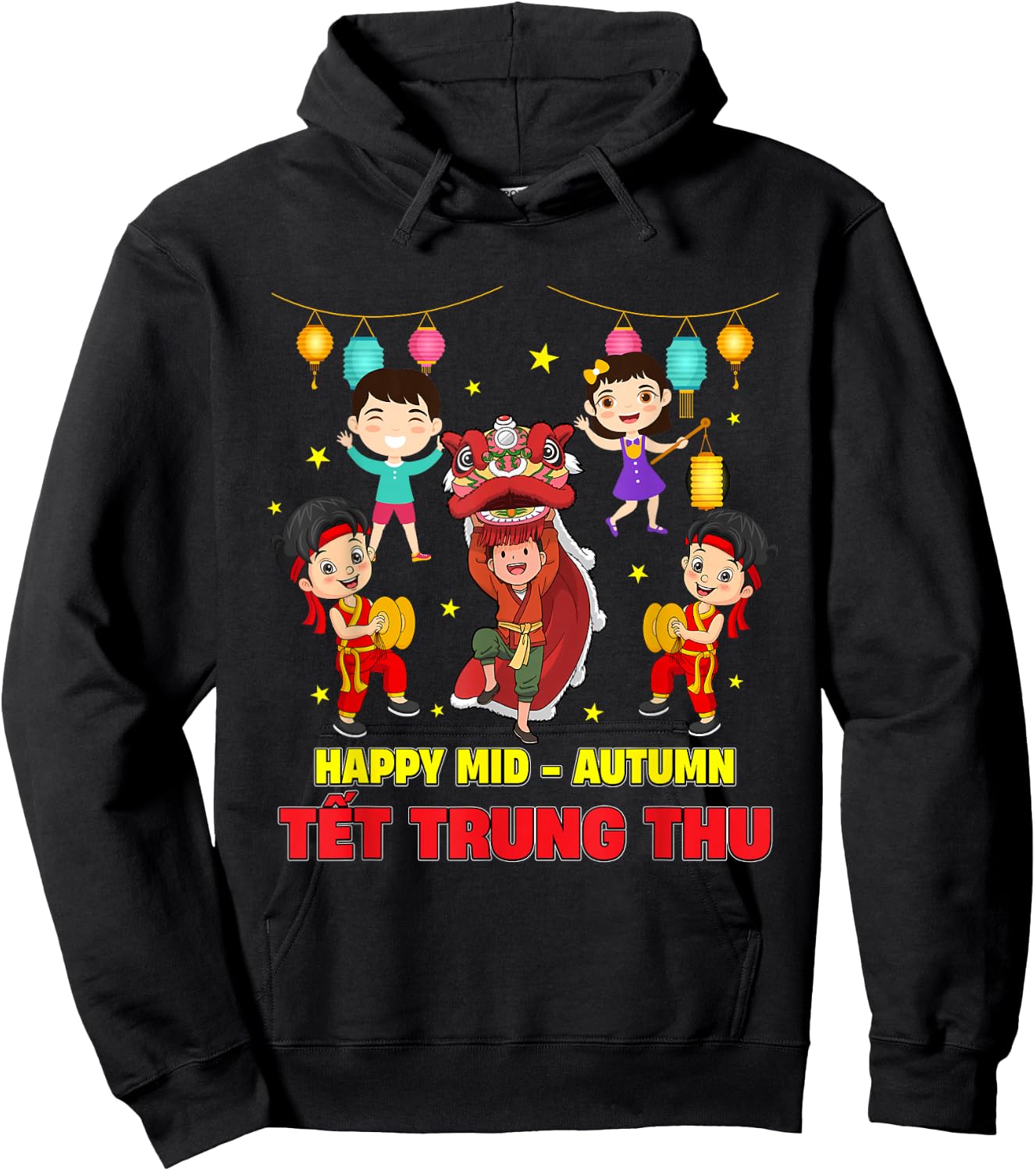 Tet Trung Thu Vietnamese Mid-Autumn Festival Lion Dance Hoodie - Hoodie | Black